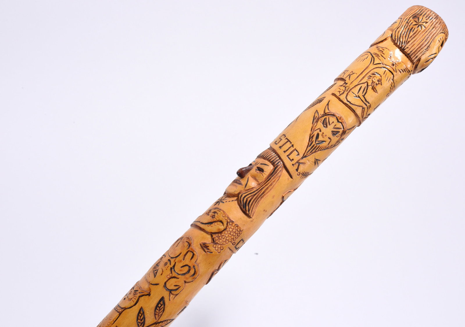 Folk Art Carved Walking Stick (1 of 6)