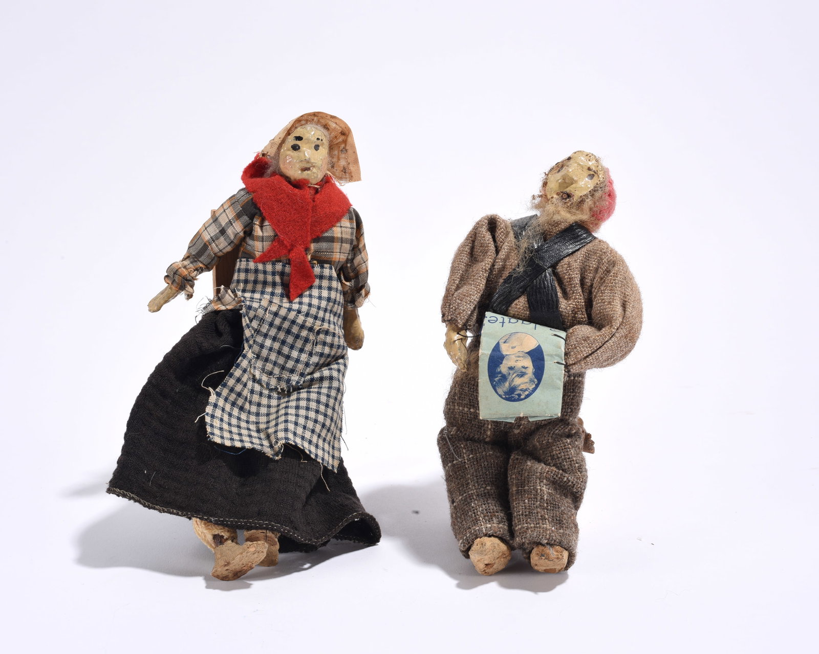 Two Folk Art Paper Mache Dolls (1 of 3)