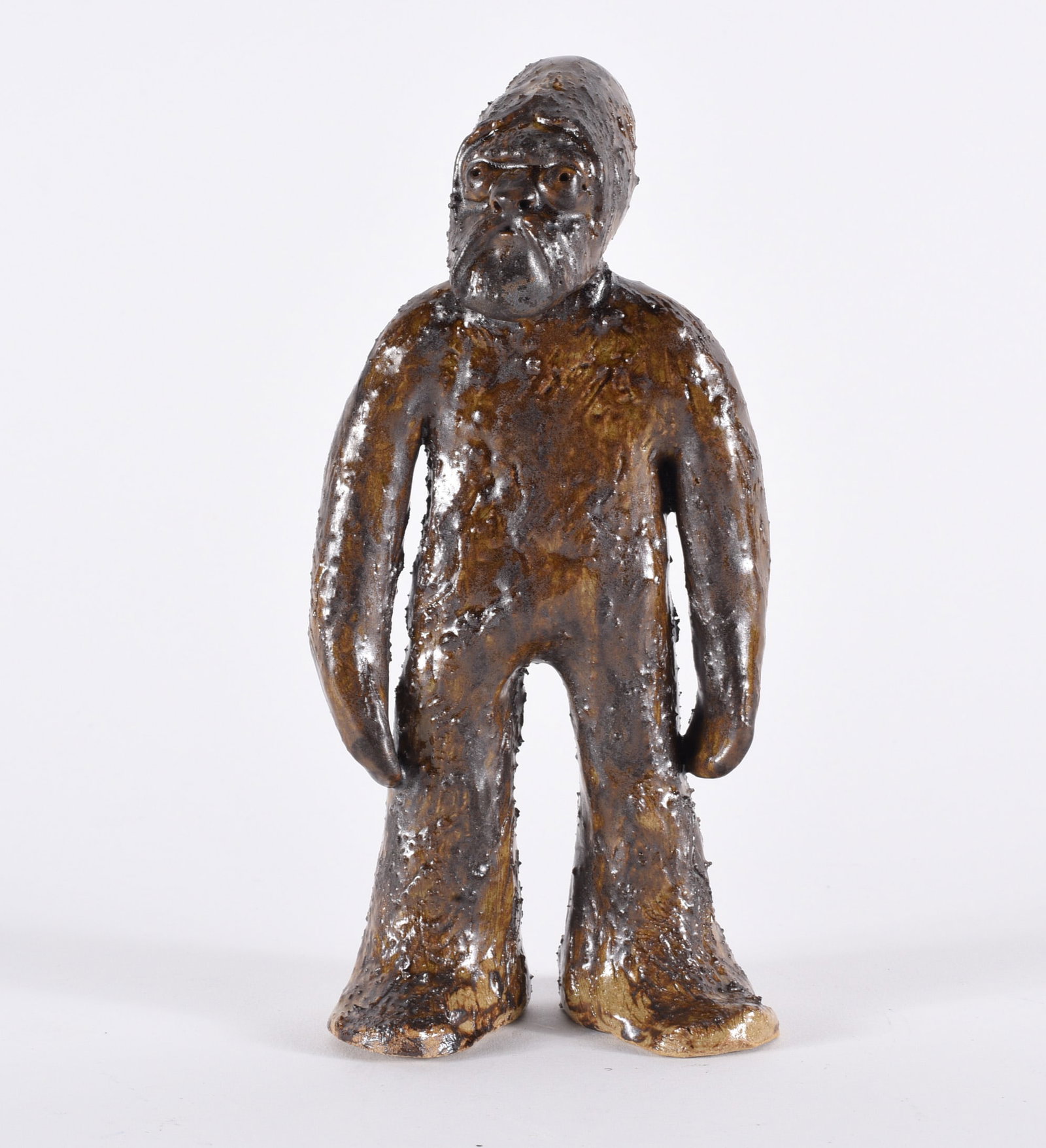 Michael Gates Folk pottery Man: 7" a folk pottery man by Michael Gates.Michaael Gates is a descendent of the Reinhardt family of potters in North Carolina. please see photos for condition. All items are in estate condition We do off