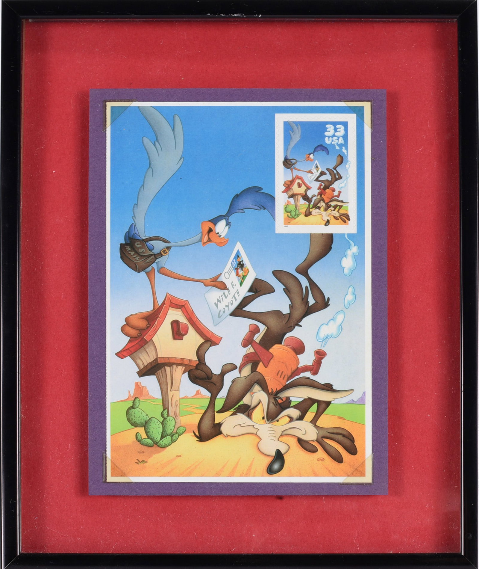 33 cent Looney Tunes Stamp Collection: All framed to 6"x8" - Looney Tunes framed stamp collection. With stampes on back. We do offer in house shipping for items under 36" boxes 10"x10"x10" we can ship for around $21. boxes 18x18x18 we can