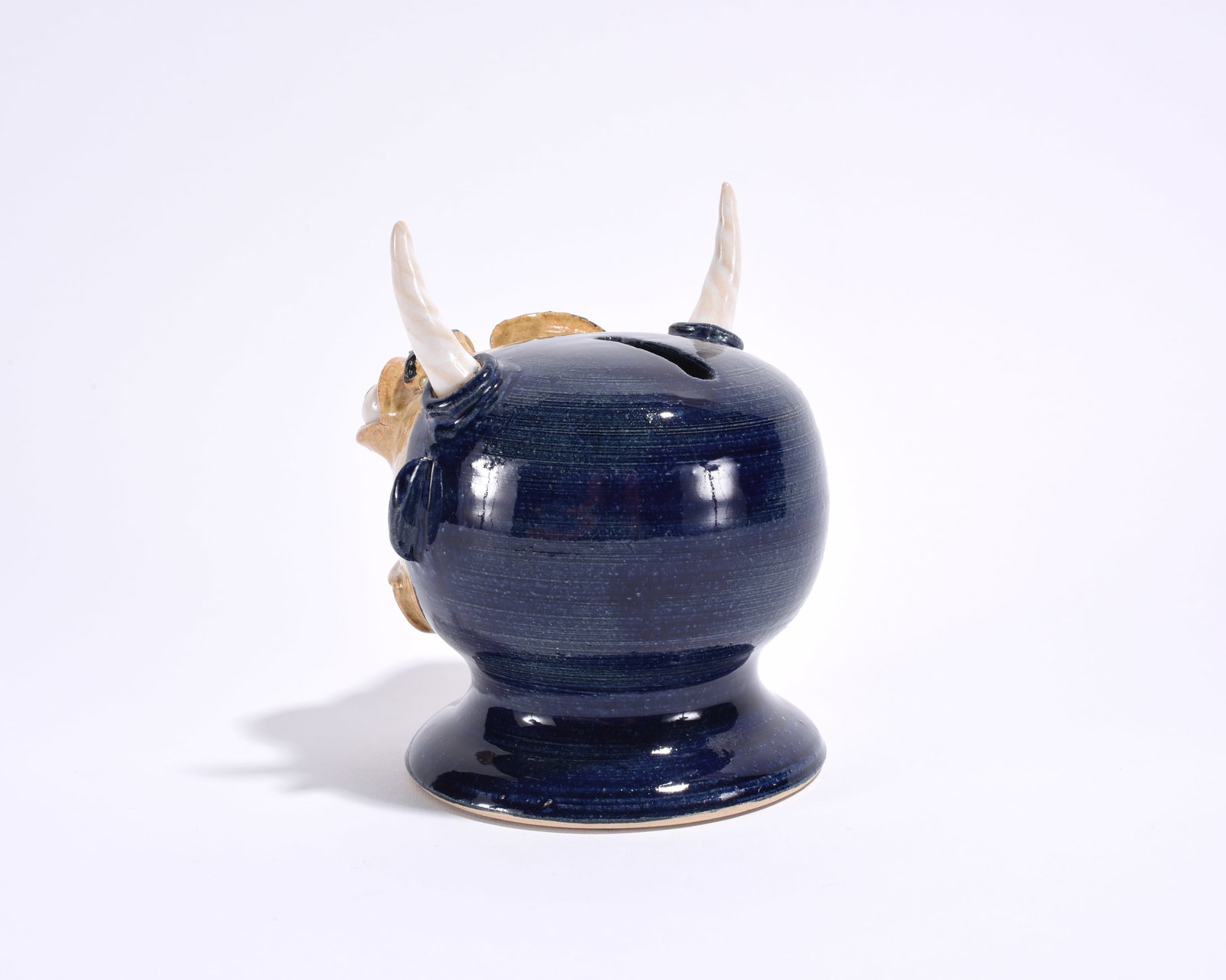 Pottery Devil Head Signed Bean - 2