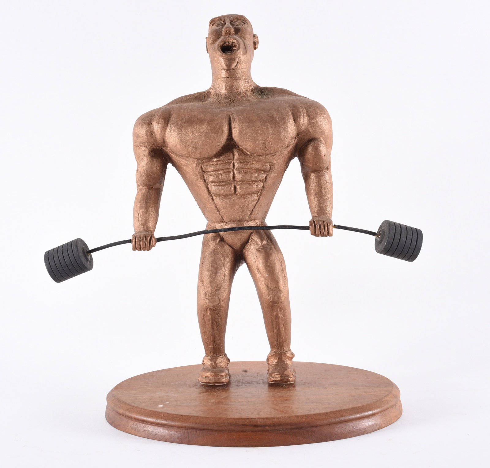 Folk Art Carved Weight Lifter (1 of 3)