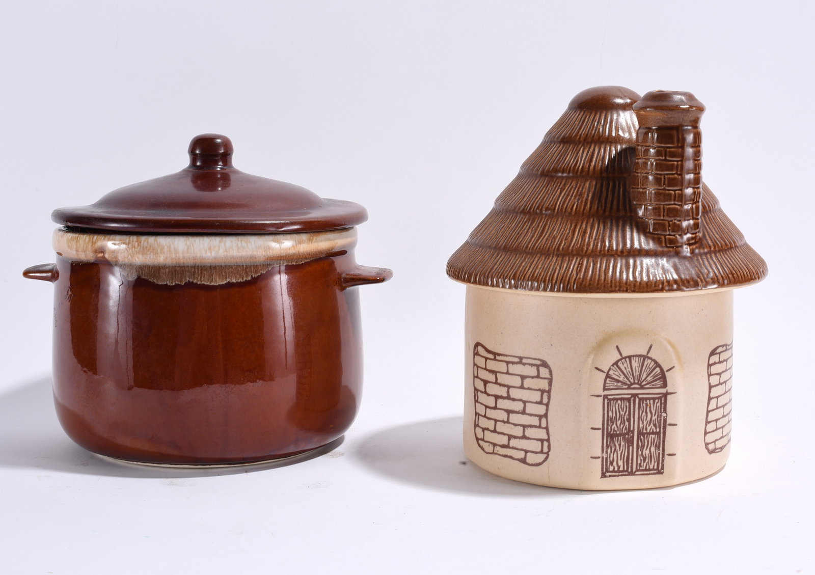 Two Pieces of Ceramic Cookie Jar: 10" We do offer in house shipping for items under 36" boxes 10"x10"x10" we can ship for around $21. boxes 18x18x18 we can ship for around $56 - $65. to get in house shipping pay for your item and choo