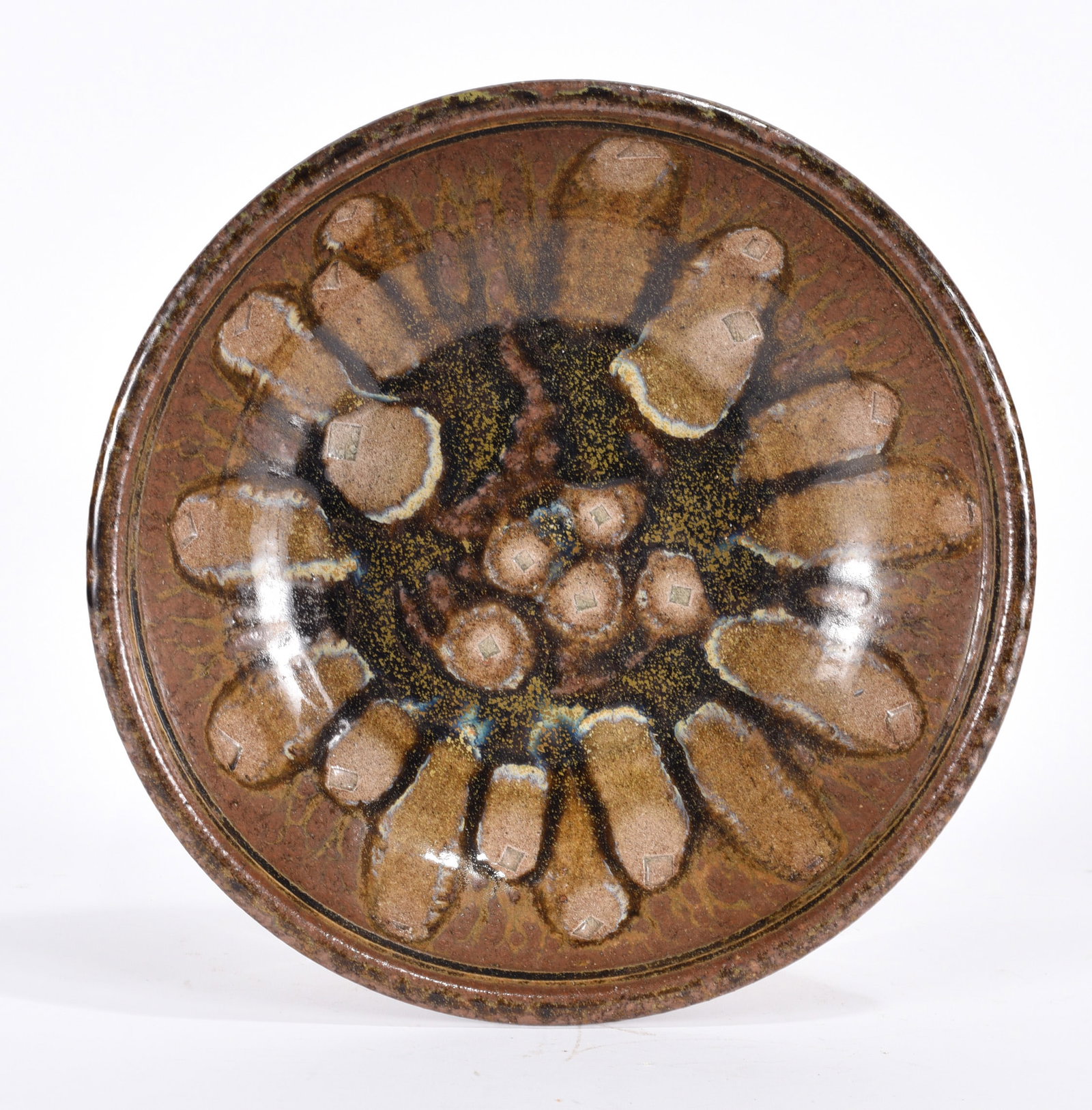 Kim Ellington Pottery Bowl: 11" diameter, 3" tall We do offer in house shipping for items under 36" boxes 10"x10"x10" we can ship for around $21. boxes 18x18x18 we can ship for around $56 - $65. to get in house shipping pay for 
