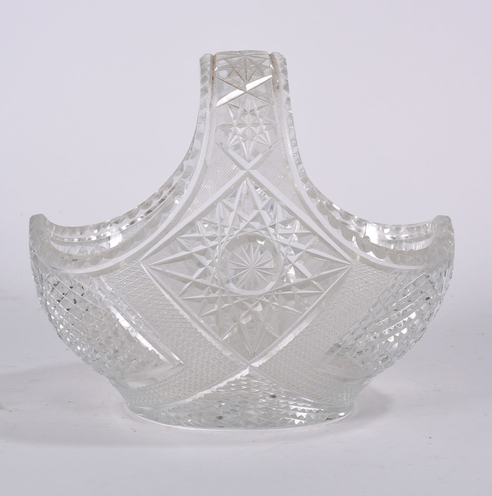 Cut Glass Centerpiece Basket: 9"x8" We do offer in house shipping for items under 36" boxes 10"x10"x10" we can ship for around $21. boxes 18x18x18 we can ship for around $56 - $65. to get in house shipping pay for your item and