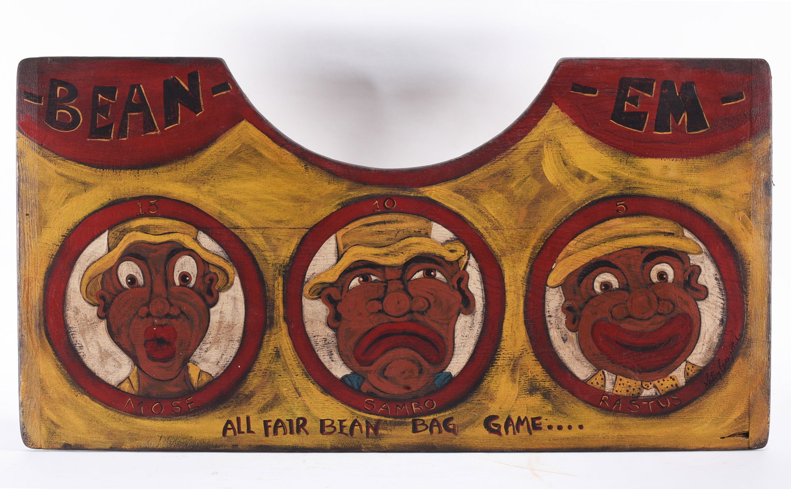 Antique Lap Board with Carnival Game Painting (1 of 2)