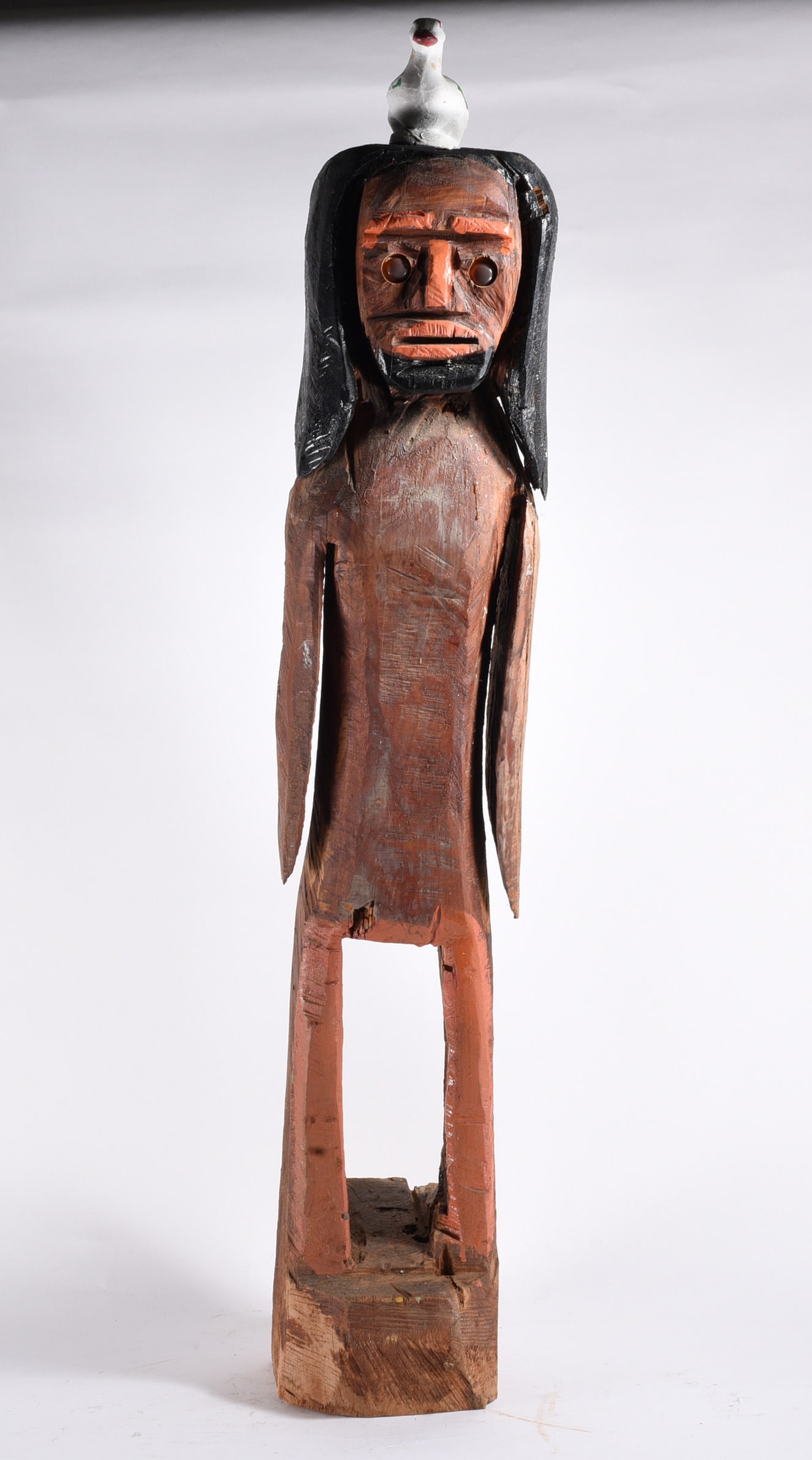 Homer Green Carved Statue: 50" --carved wood and paint/stain. please see photos for condition. All items are in estate condition We do offer in house shipping for items under 36" boxes 10"x10"x10" we can ship for around $21. bo