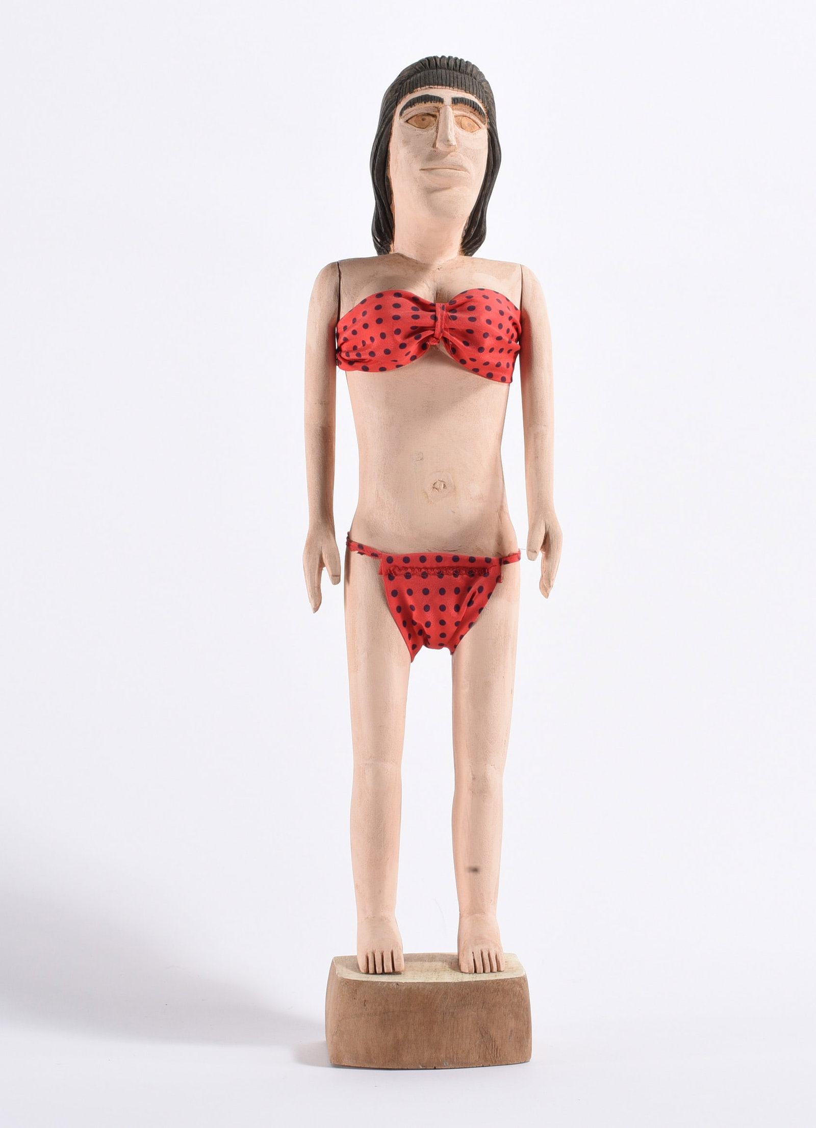 Wimp Gibson Carved Female: 22" --carved wood with stain. Bathing Beauty figure. please see photos for condition. All items are in estate condition We do offer in house shipping for items under 36" boxes 10"x10"x10" we can ship 