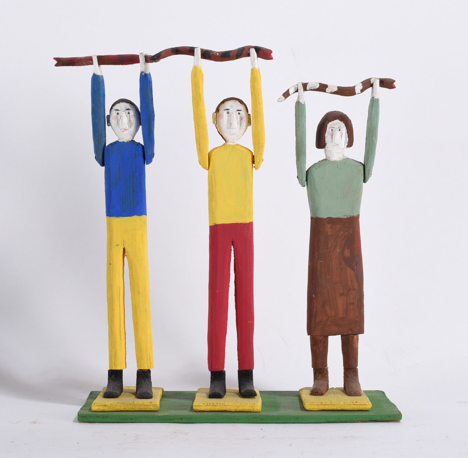 Fred Webster Folk Art Sculpture: 12" --carved wood and paint. please see photos for condition. All items are in estate condition We do offer in house shipping for items under 36" boxes 10"x10"x10" we can ship for around $21. boxes