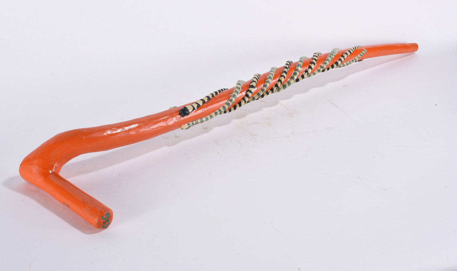 Denzil Goodpasture Folk Art Cane: 34" --carved and painted cane by Denzil Goodpasture. (b. 1908 - d. 1995) Kentucky. please see photos for condition. All items are in estate condition We do offer in house shipping for items under 36"
