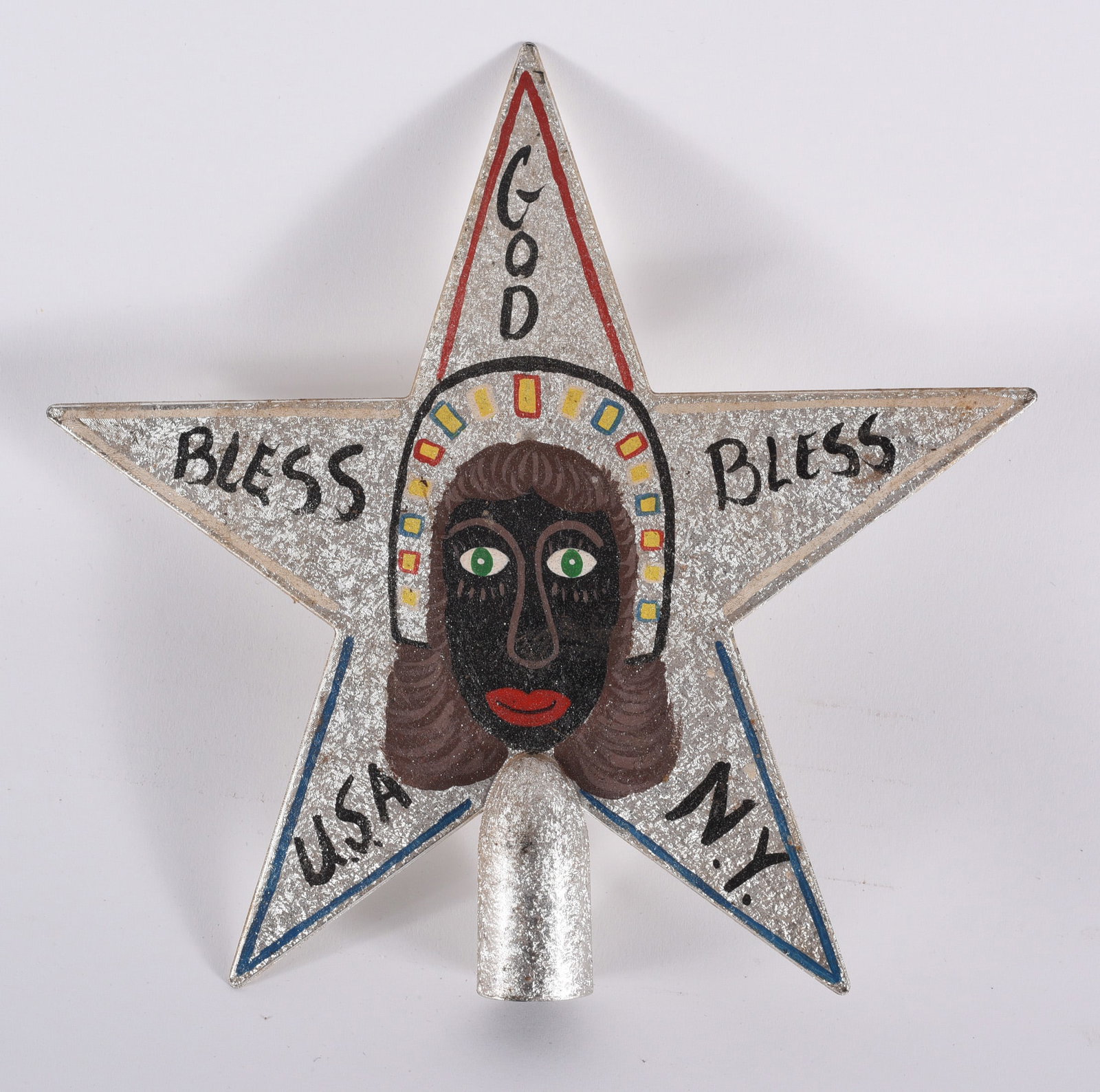 Benny Carter Folk Art Painted Tree Topper (1 of 3)