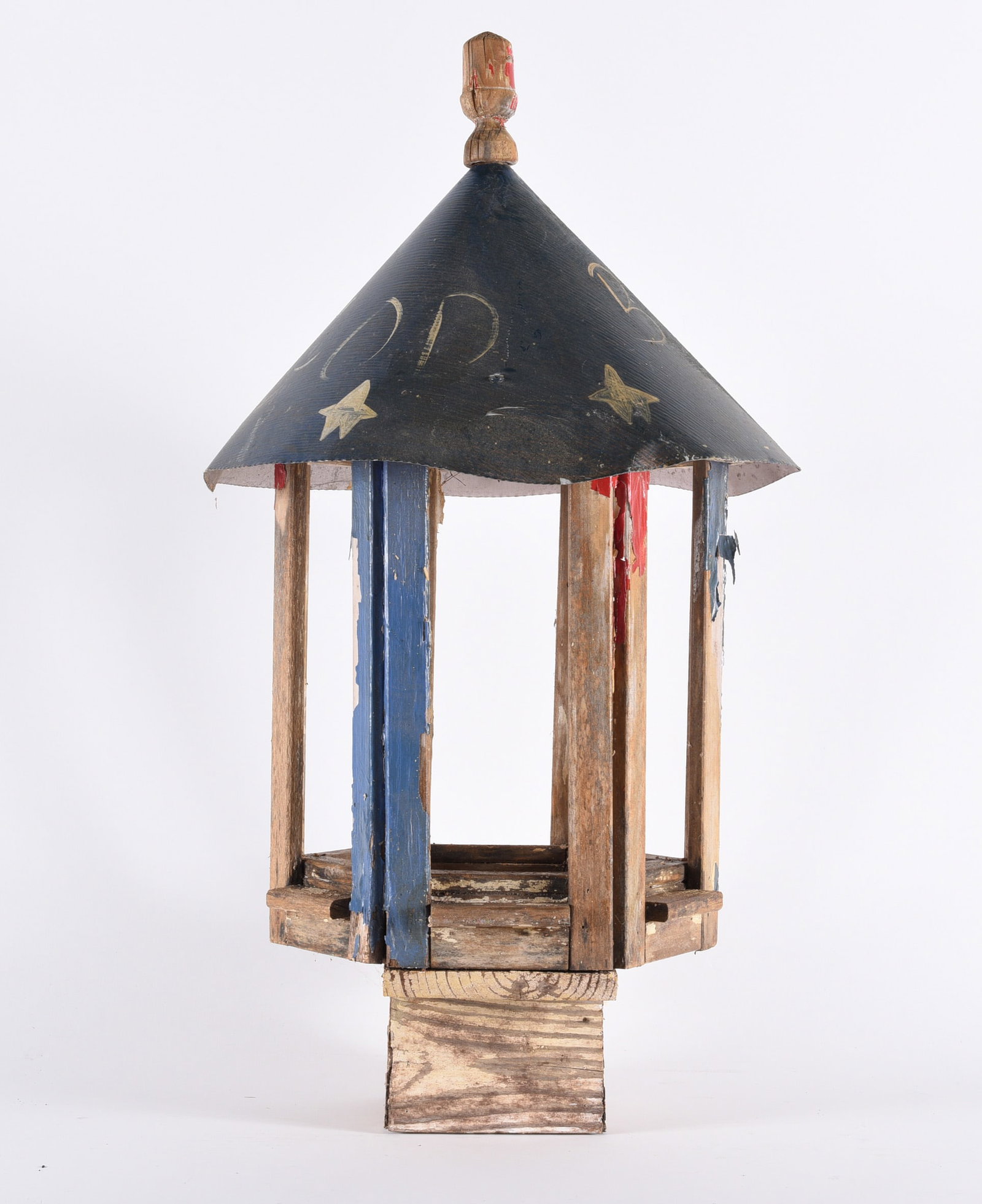Painted Environmental Covered Top: 28" x11" -- a tin covered wooden topper large item. Painted by Benny Carter. please see photos for condition. All items are in estate condition We do offer in house shipping for items under 36" boxes 