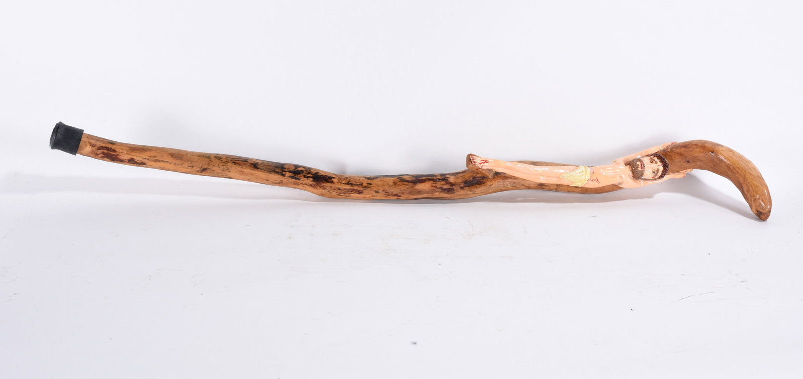 Wes Jones Folk Art Cane: 34" -- carved wood and paint. Signed dated 1998. please see photos for condition. All items are in estate condition We do offer in house shipping for items under 36" boxes 10"x10"x10" we can ship for 