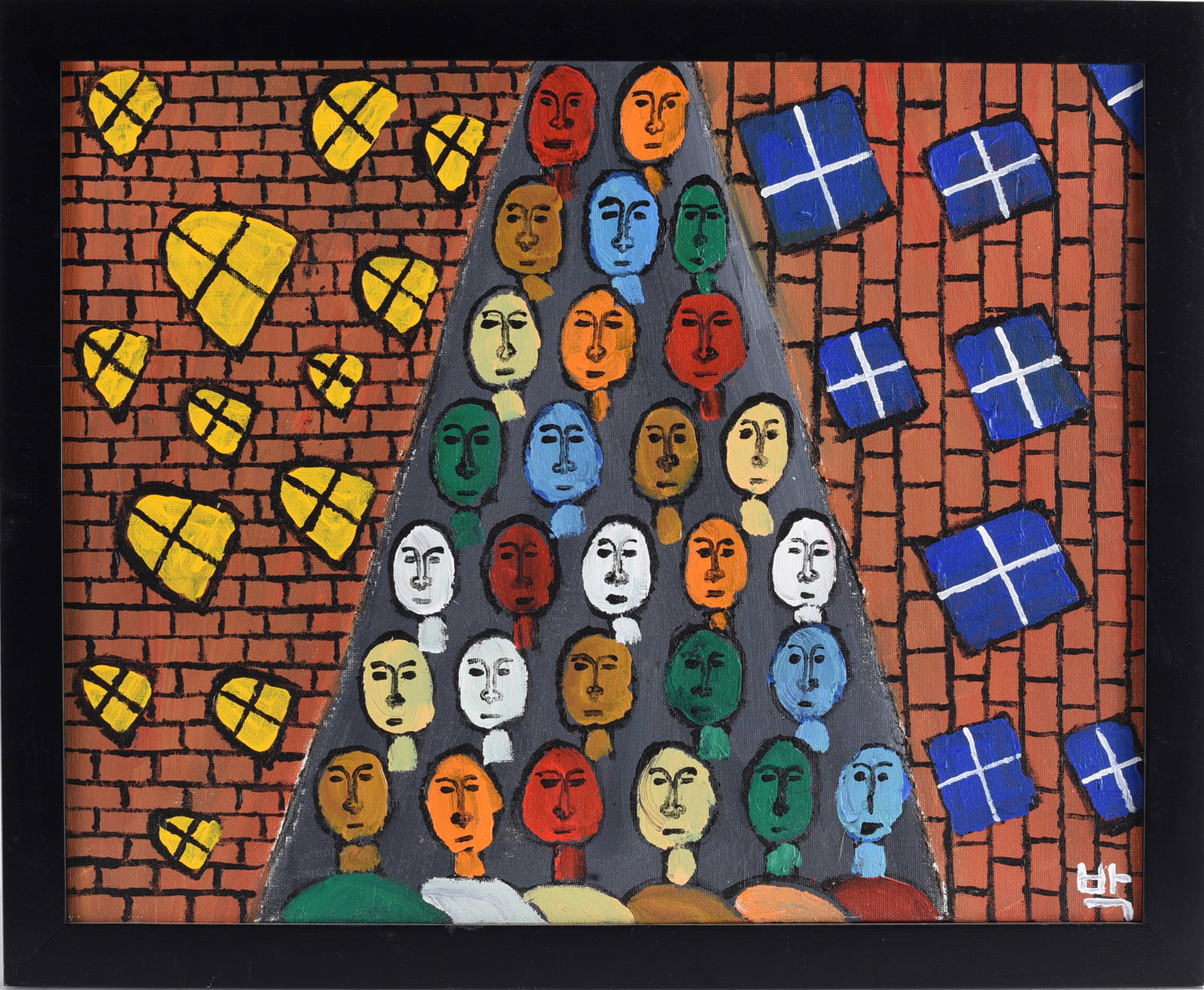 Pak Nichols Painting: 42"x18" --signed bottom right. Labeled on back. Framed. please see photos for condition. All items are in estate condition We do offer in house shipping for items under 36" boxes 10"x10"x10" we can sh