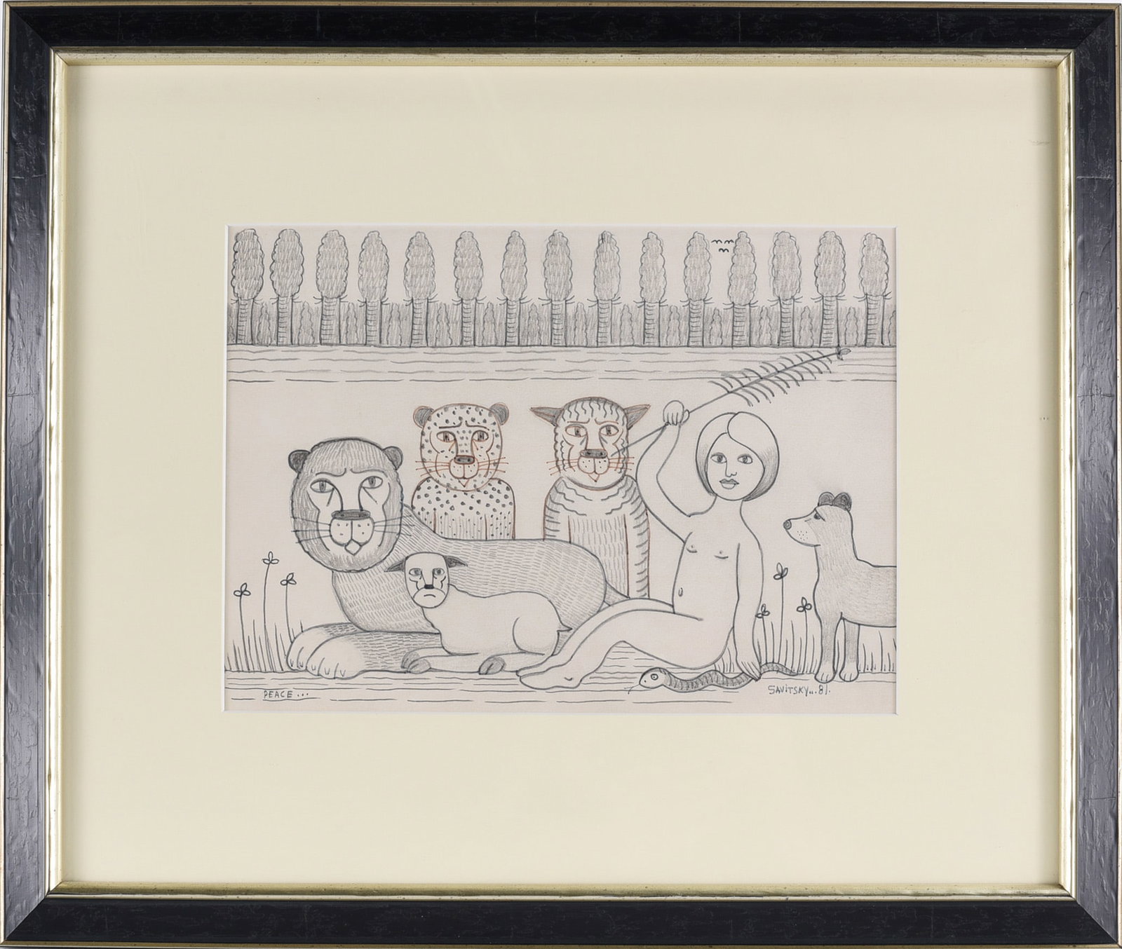 Jack Savitsky Folk Art Drawing (1 of 2)