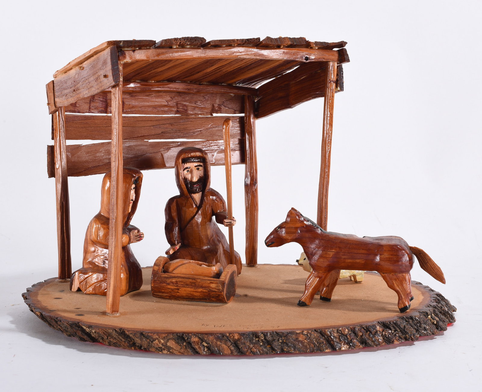 Wes Jones Folk Art Carved Manger Scene (1 of 4)