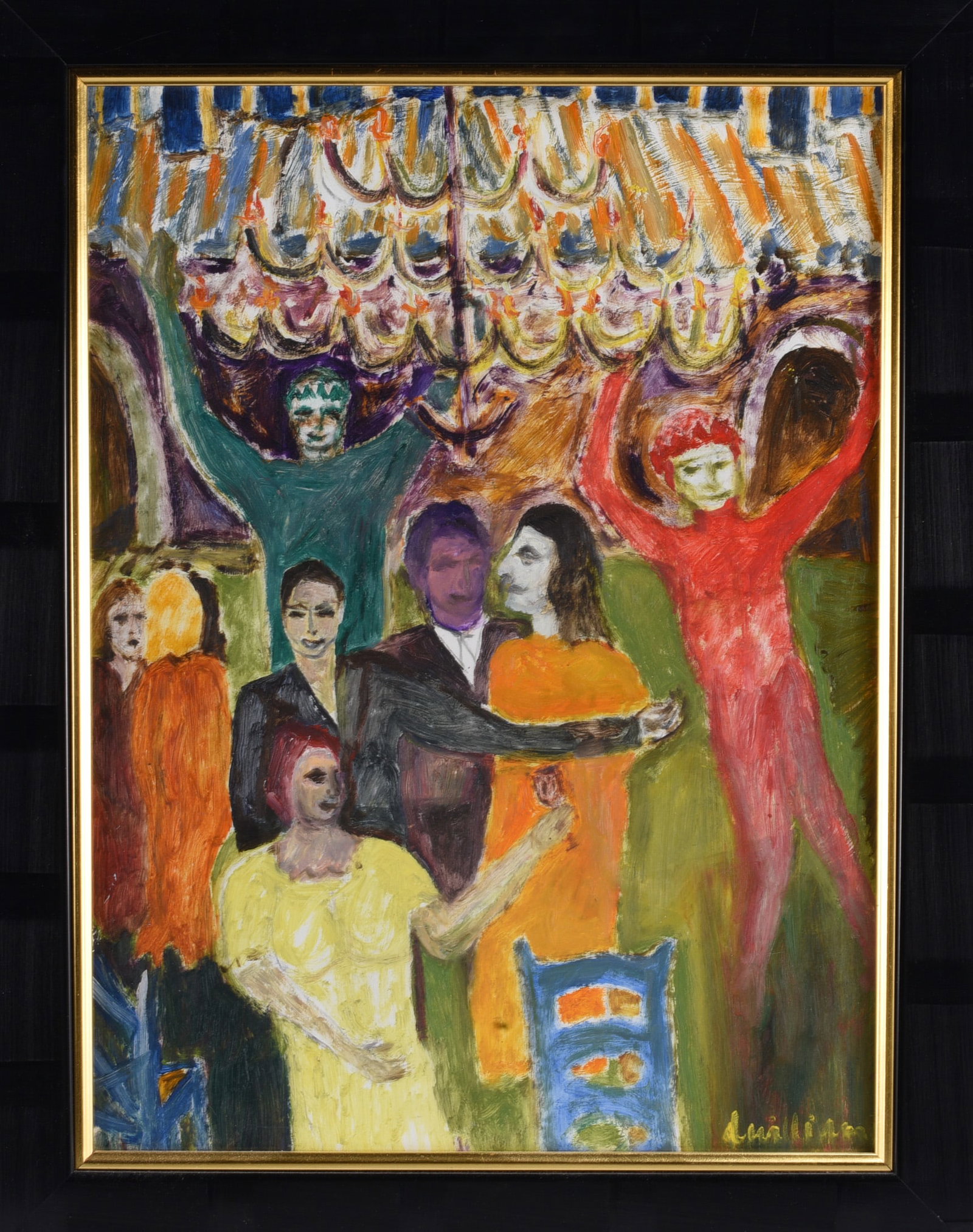 Painting signed lower right: 18"x23" -- signed lower right. Framed. please see photos for condition. All items are in estate condition We do offer in house shipping for items under 36" boxes 10"x10"x10" we can ship for around $21