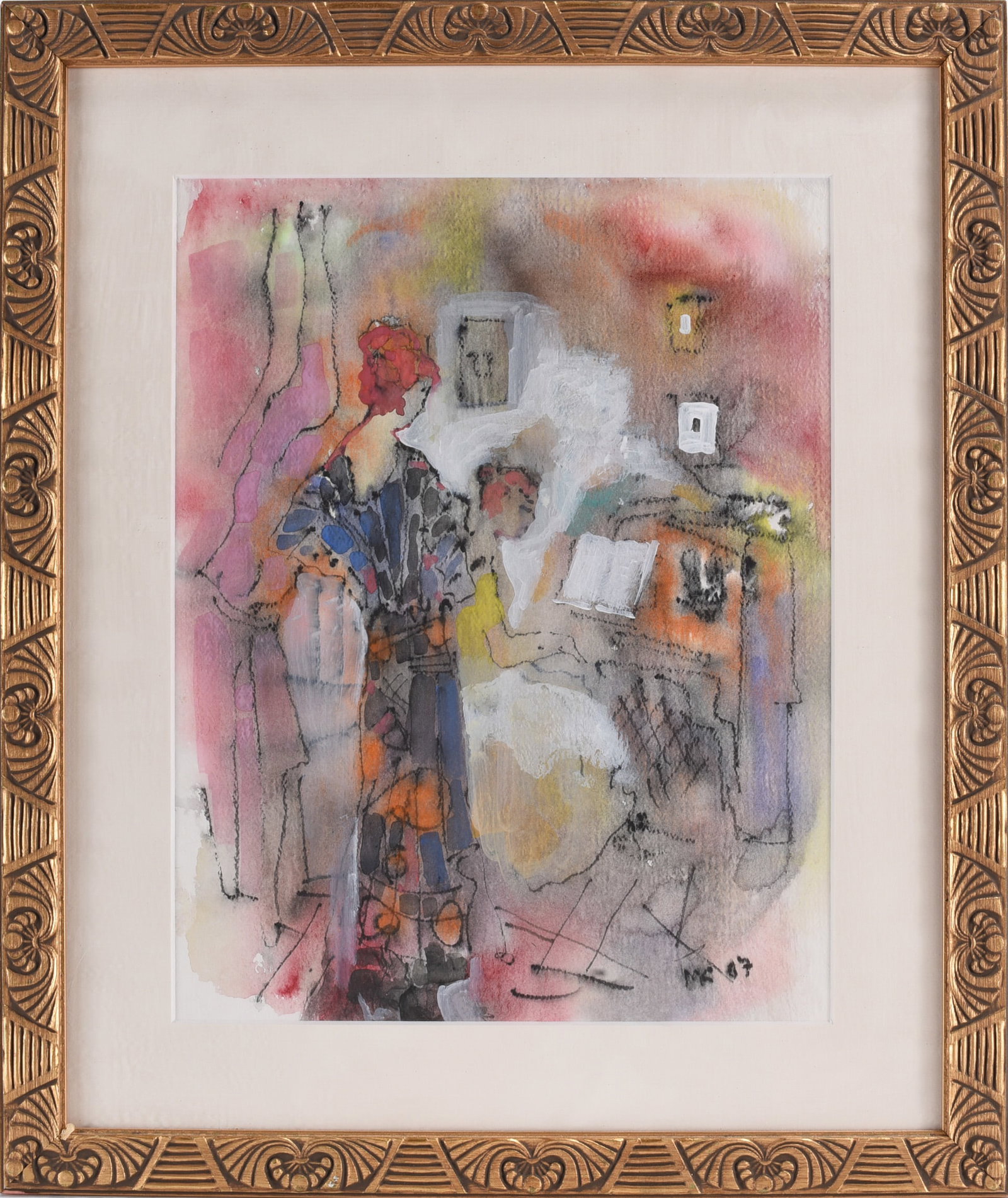 Painting Signed MC: 11"x14" -- Framed to17"x20" -- Signed MC 07. -- please see photos for condition. All items are in estate condition We do offer in house shipping for items under 36" boxes 10"x10"x10" we can ship for a