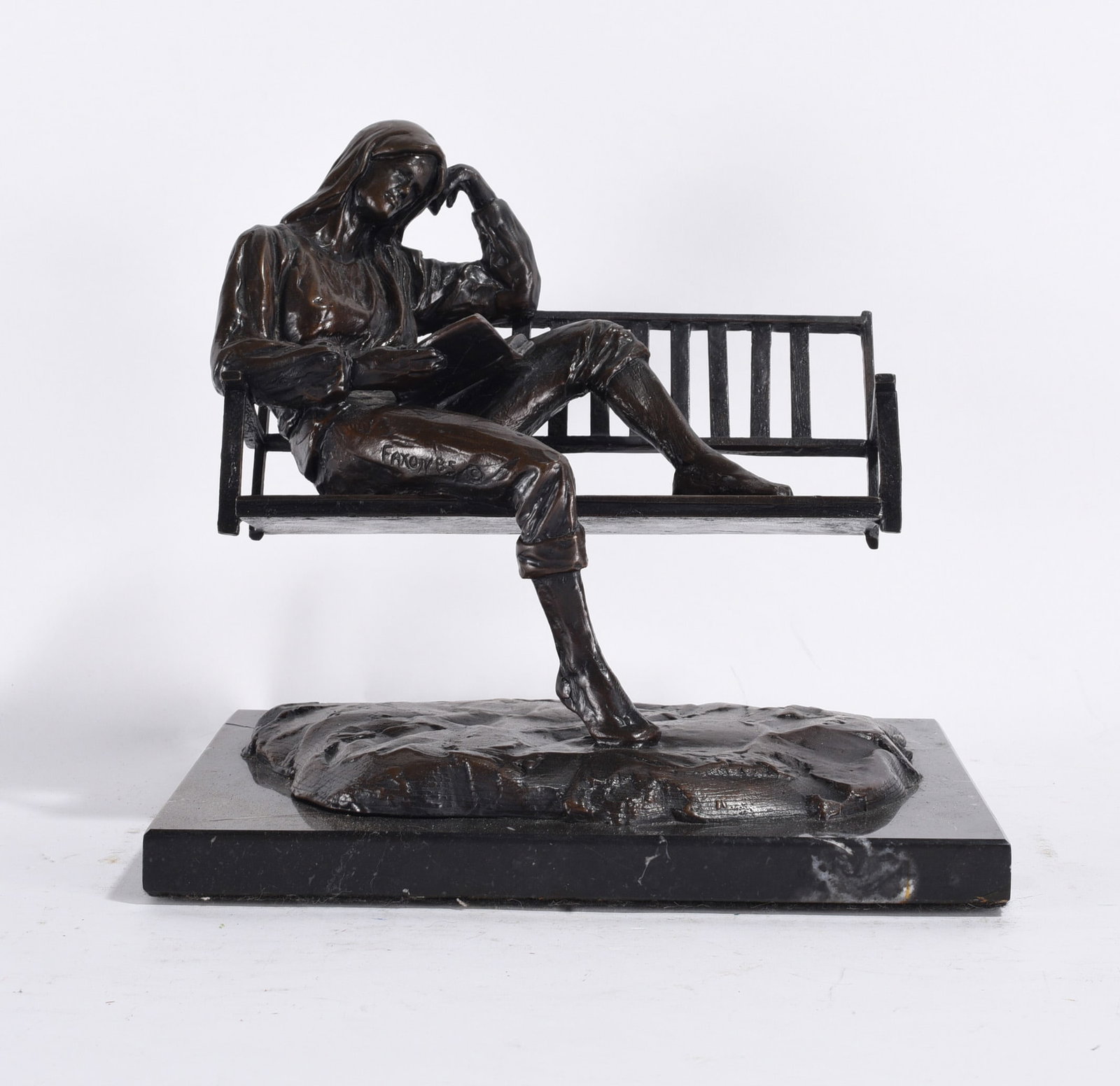 Russ Faxon Signed Bronze: 8"x10"x8"--Bronze statue, signed Faxon 18/20. please see photos for condition. All items are in estate condition We do offer in house shipping for items under 36" boxes 10"x10"x10" we can ship for aro