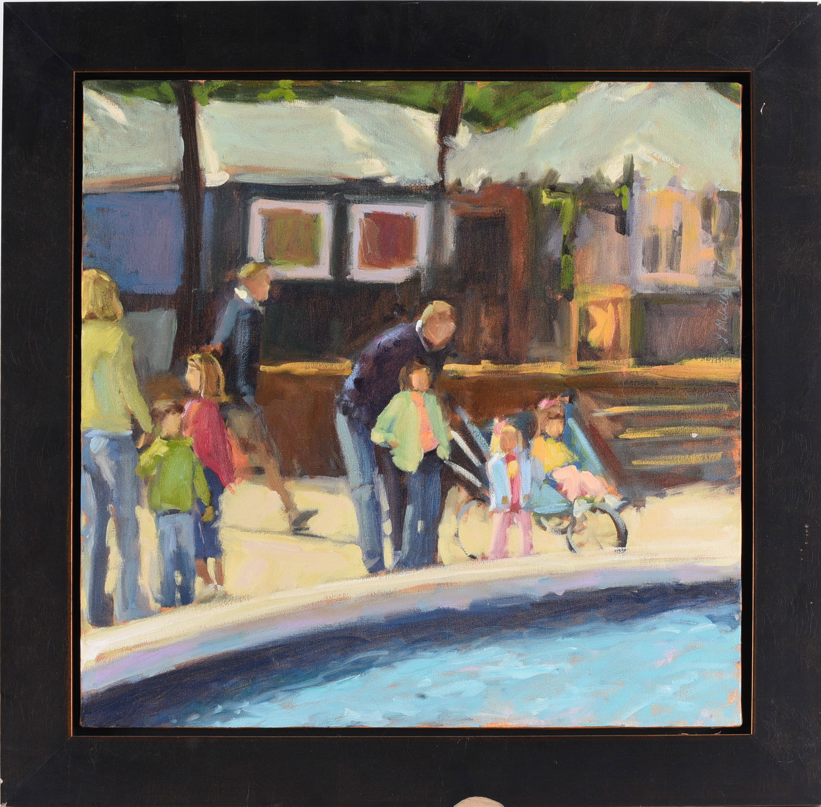 Leslie McCallen Gilbert Painting: 20"x20" , framed 25"x25" ---Signed by Leslie McCallen Gilbert please see photos for condition. All items are in estate condition We do offer in house shipping for items under 36" boxes 10"x10"x10" we 