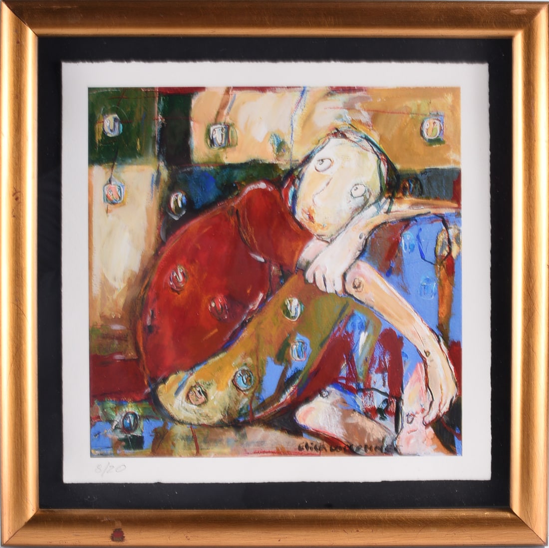 Print Pencil Numbered by Elisa Cossonnet: 11"x11", framed 15"x15" -- numbered print. 8/20. please see photos for condition. All items are in estate condition We do offer in house shipping for items under 36" boxes 10"x10"x10" we can ship for