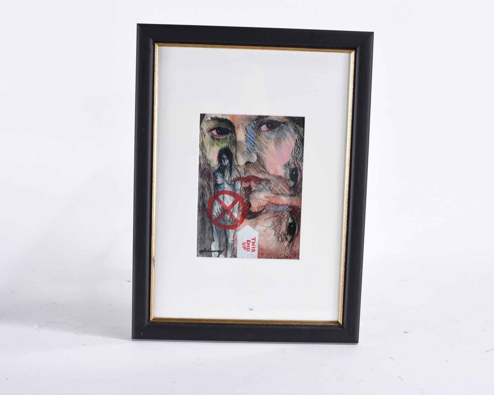 Mixed Media on Artist Paper by Gerald Harvey: 5"x7" framed to 11"x15" -- Gerald Harvey mixed media on artist paper. Signed lower left. please see photos for condition. All items are in estate condition We do offer in house shipping for items