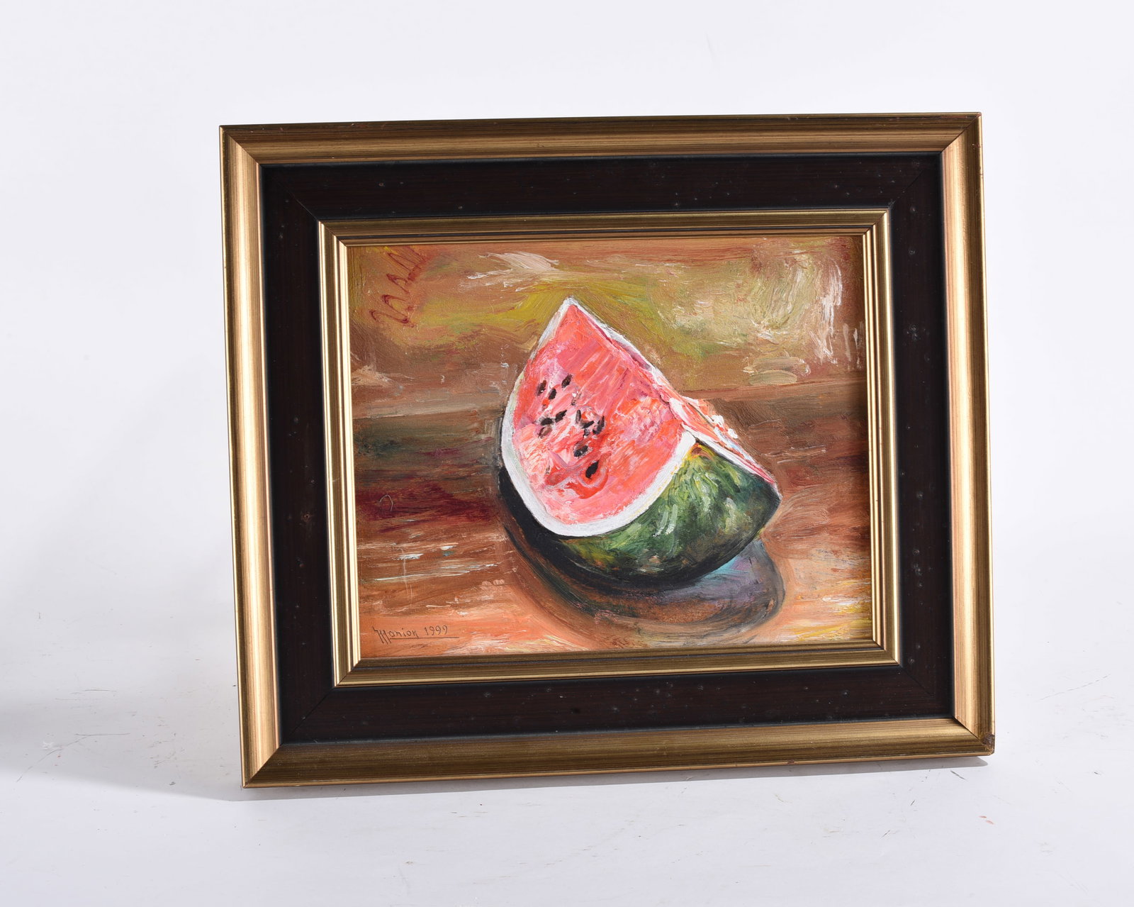 Oil Painting on Masonite Board by Manion: 10"x8", framed to 14x12" -- oil painting on masonite board, signed. Framed. please see photos for condition. All items are in estate condition We do offer in house shipping for items under 36" boxes