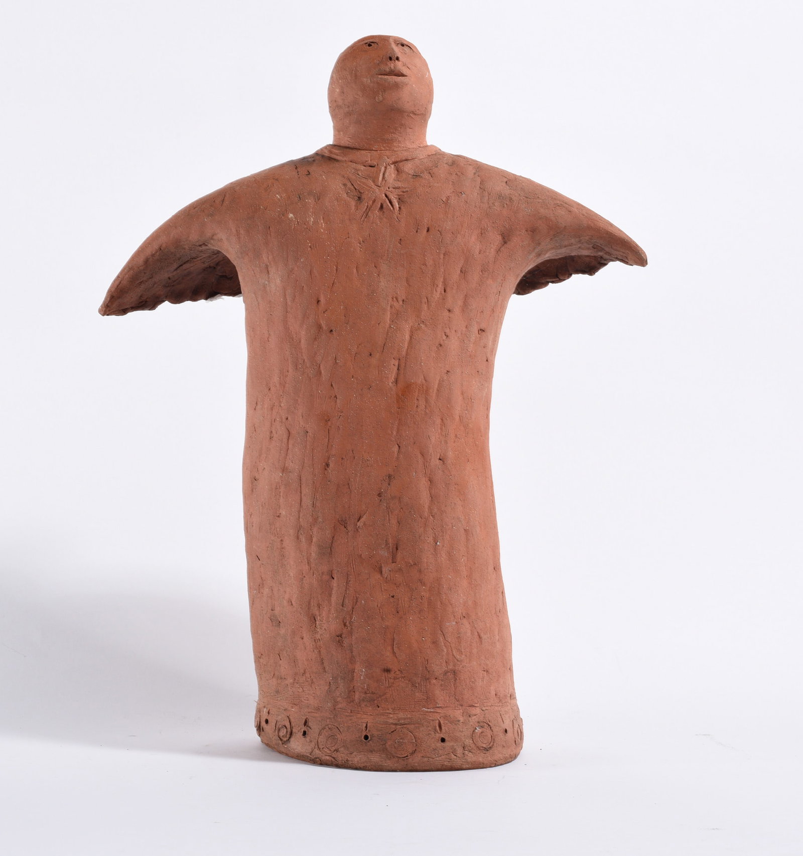 Pottery Sculpture of Angel: 19" -- oustanding pottery sculpture of an Angel. please see photos for condition. All items are in estate condition We do offer in house shipping for items under 36" boxes 10"x10"x10" we can ship for 