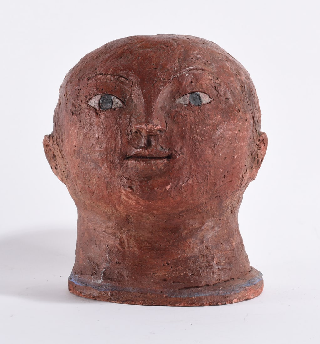 Pottery Sculpture of Head: 9" - pottery sculpture of head by Jack Hastings. Signed on back. please see photos for condition. All items are in estate condition We do offer in house shipping for items under 36" boxes 10"x10"x10" 