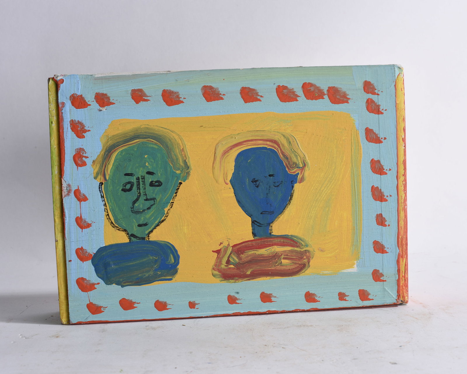 Painting Cigar Box by The Beaver: 8"x6" -- The Beaver painted cigar box. please see photos for condition. All items are in estate condition We do offer in house shipping for items under 36" boxes 10"x10"x10" we can ship for around $21
