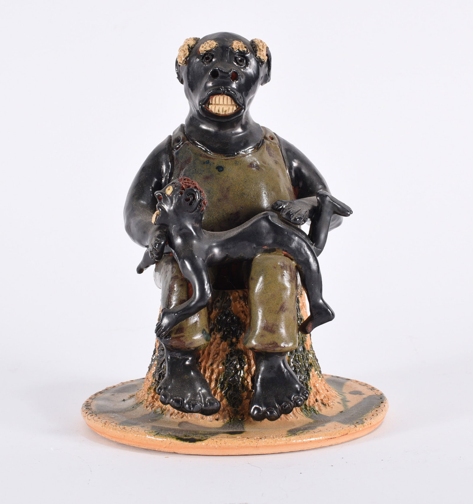 Billy Ray Hussey Black Figural: Billy Ray Hussey Black Figural 8"x7" A very early Billy Ray Hussey. Signed only with BH no kiln number. In as fired condition. all pottery in this auction is mint as fired condition with no repairs or