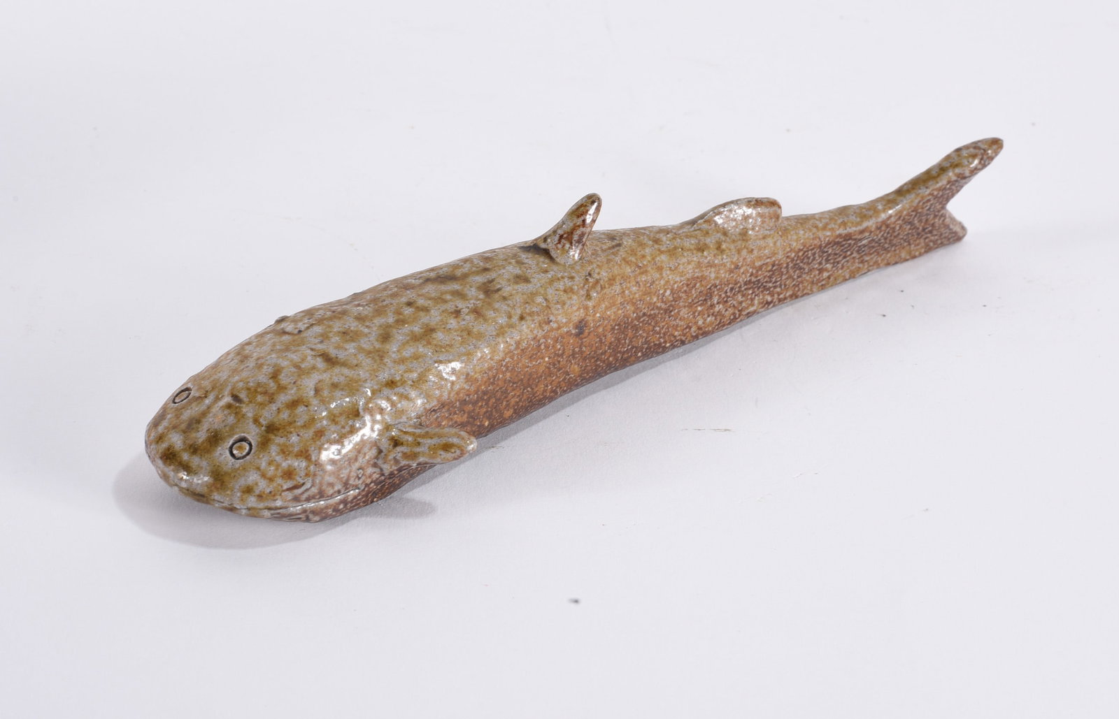 Charles Moore Catfish: Charles Moore Catfish 8" Signed on bottom with Jugtown stamp. Dated 1990. all pottery in this auction is mint as fired condition with no repairs or cracks in the body. please see photos for condition.