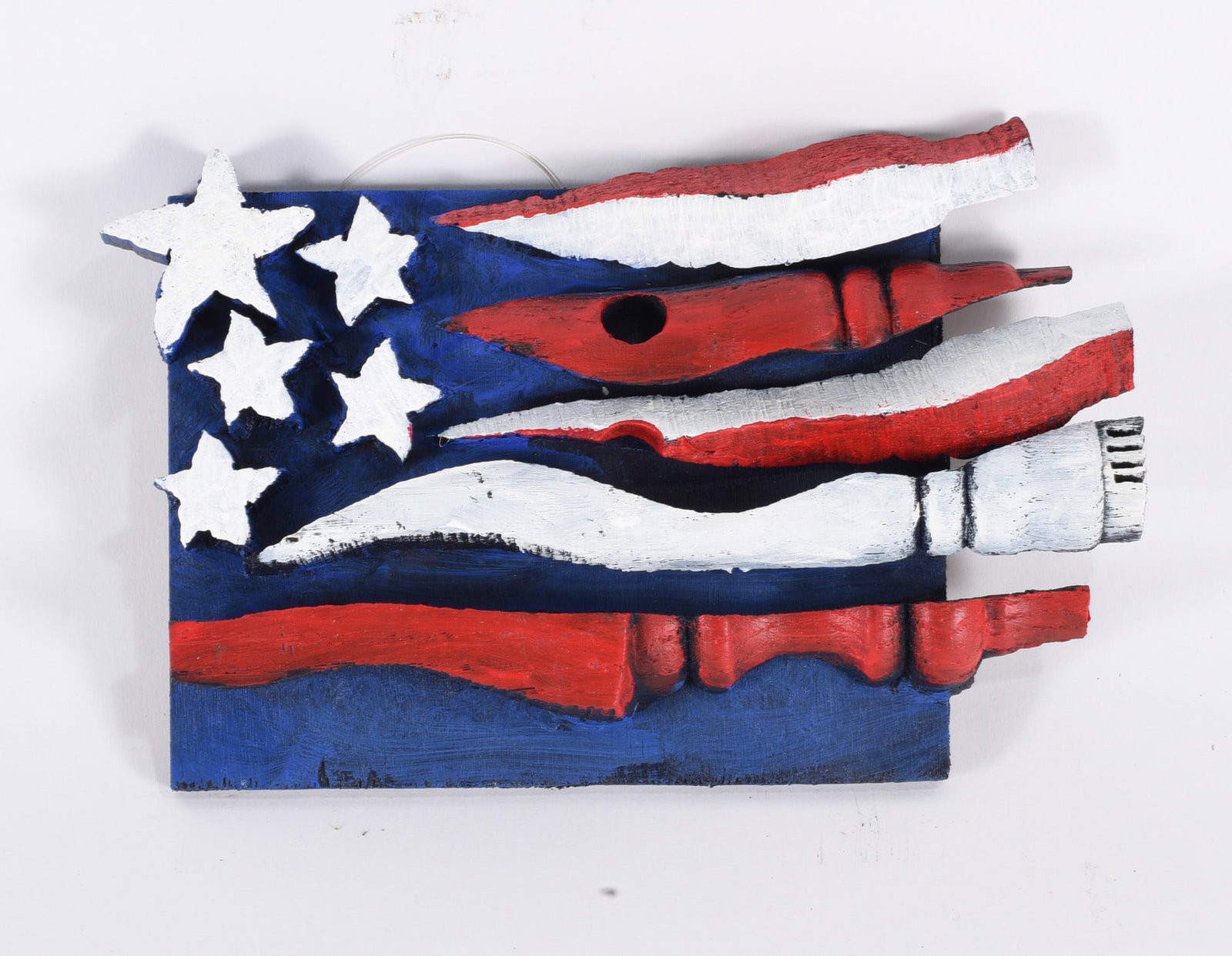 Ab The Flagman Miniature American Flag: Ab The Flagman Miniature American Flag 8"x5" . Miniature flag by Ab the Flagman signed on back. all pottery in this auction is mint as fired condition with no repairs or cracks in the body. please see