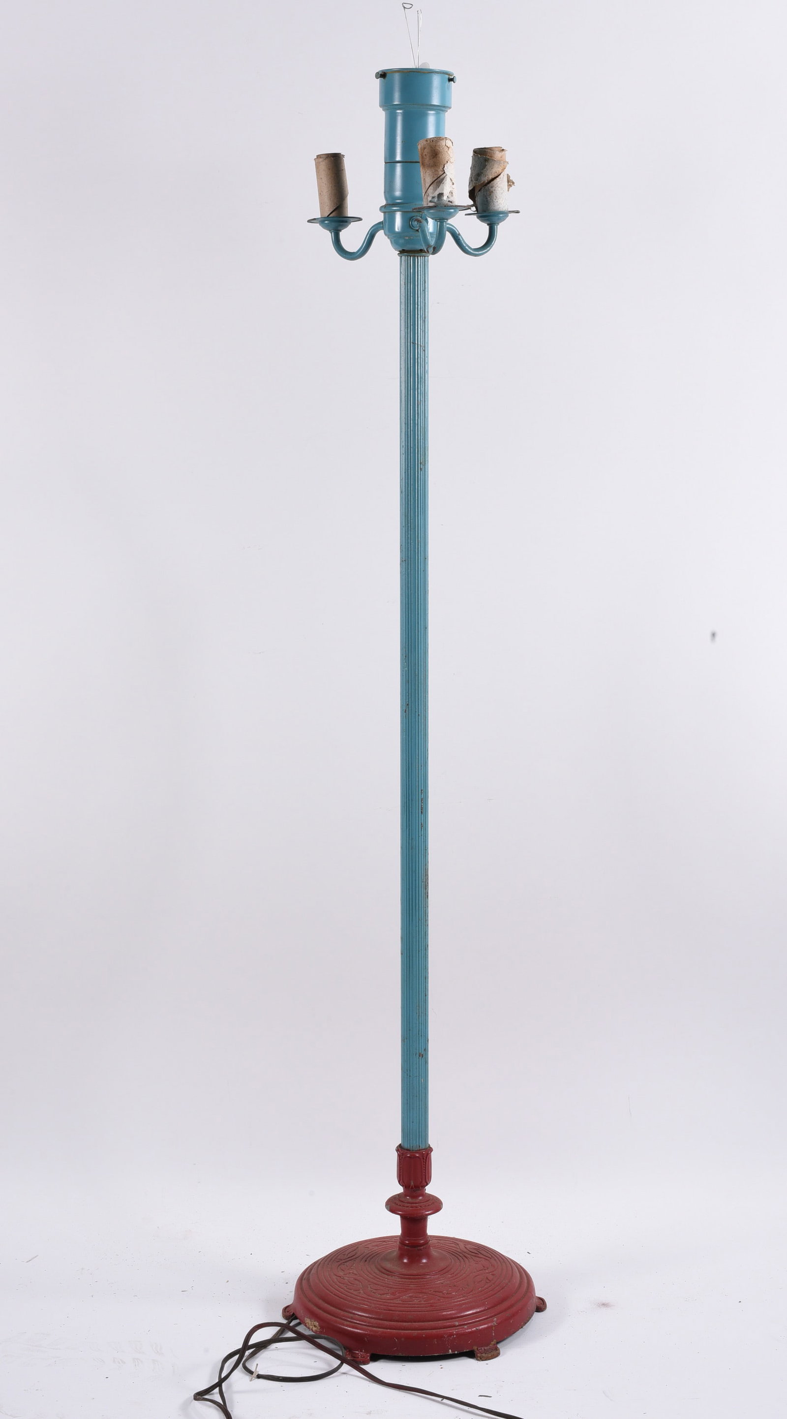 Benny Carter Painted Floor Lamp: Benny Carter Painted Floor Lamp 55"x12" Vintage floor lamp that is painted by Benny Carter. environmental art has been outside for years and will have wear from being outside. please see photos for co