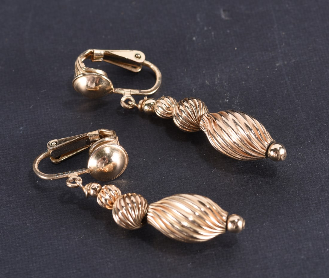 Gold Fill clip earrings with five (5) gold beads as earrings. (1 of 2)