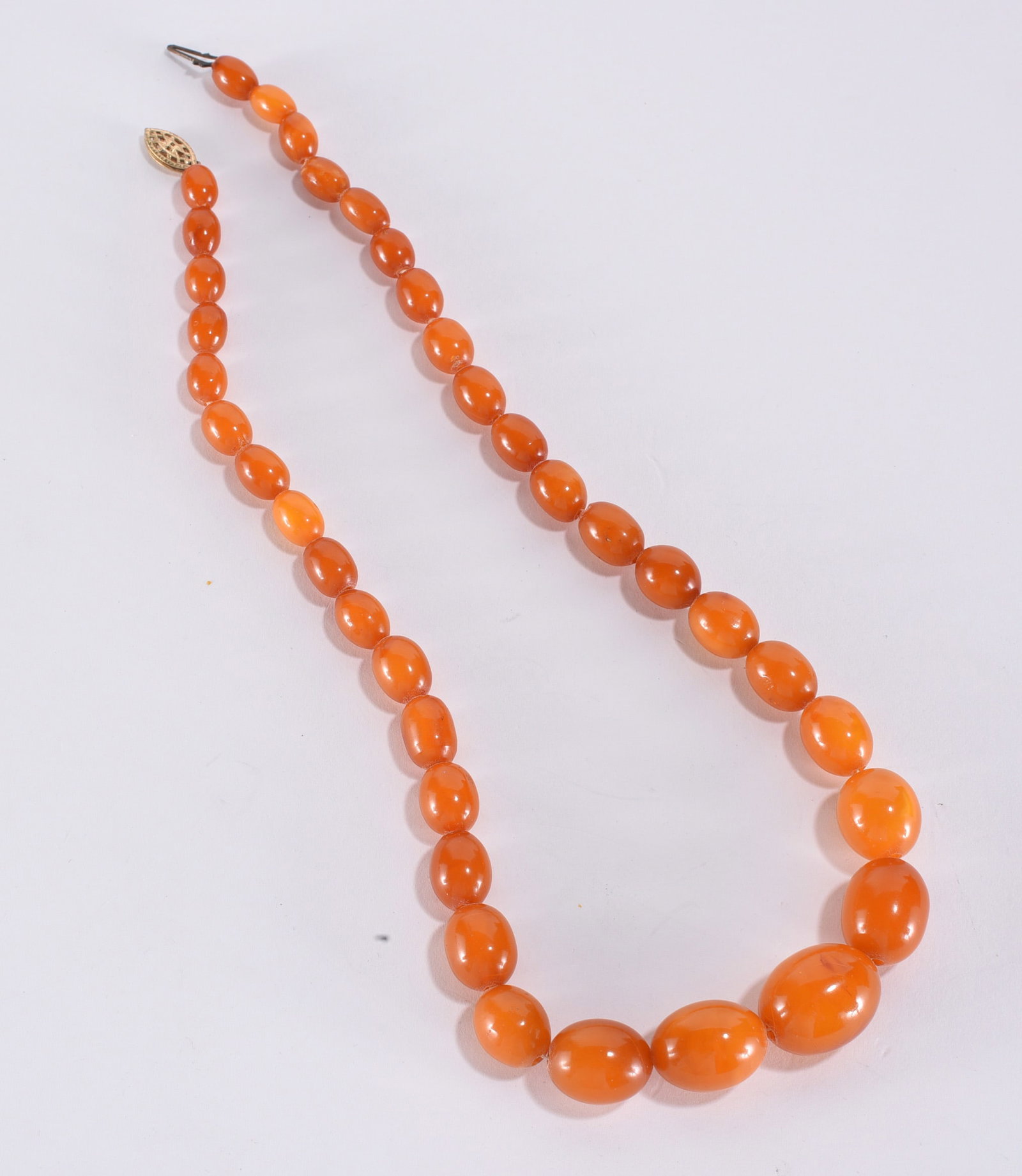 Gold fill amber graduated oval bead necklace. 16" (1 of 2)