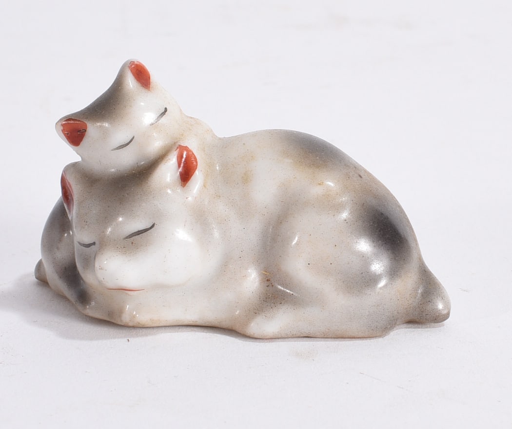 Sleeping Double Cat Ceramic Figurine (1 of 2)