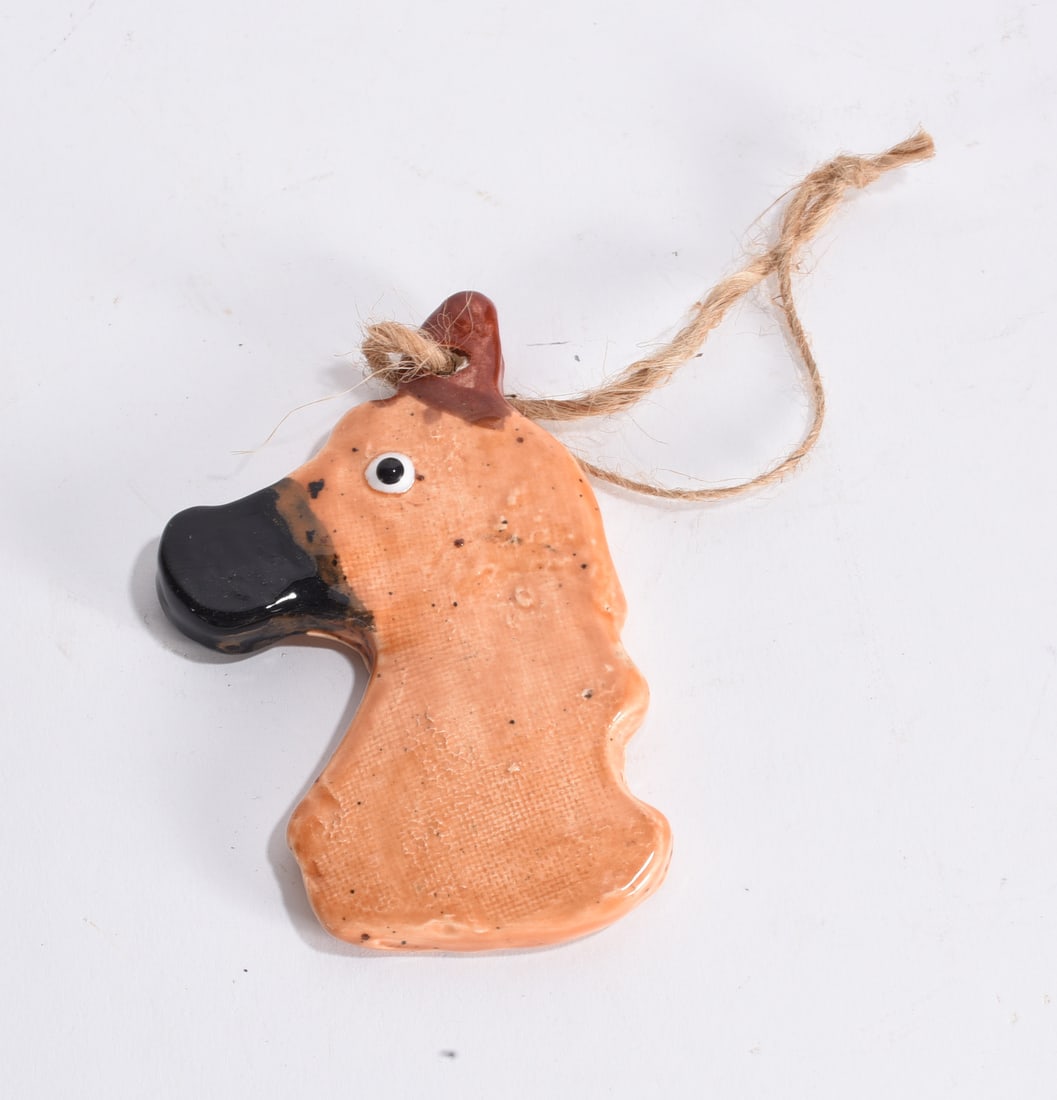 Horse Head Wall Hanging: Glazed ceramic horse head wall hanging ornament with string suspension and stylized painted features.
