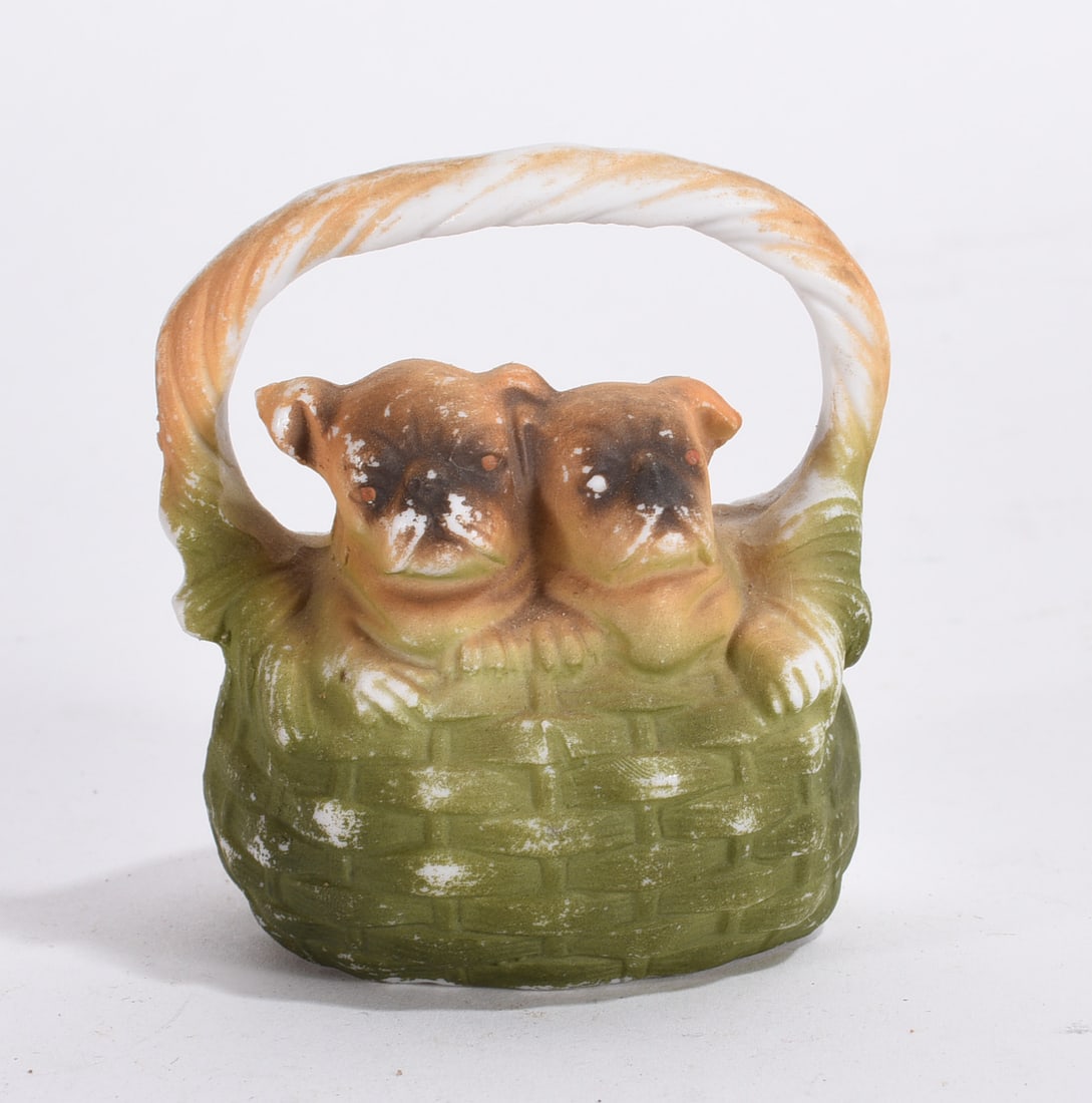 Twin Puppy Basket Figurine (1 of 2)