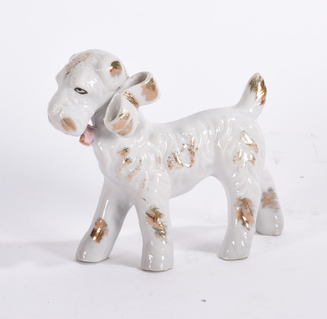 White Terrier Dog Figurine with Gold Accents (1 of 2)