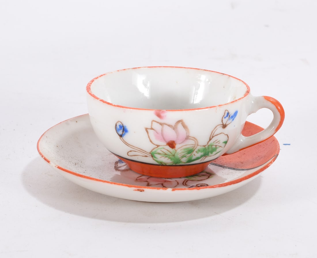 Orange Floral Cup and Saucer (1 of 3)