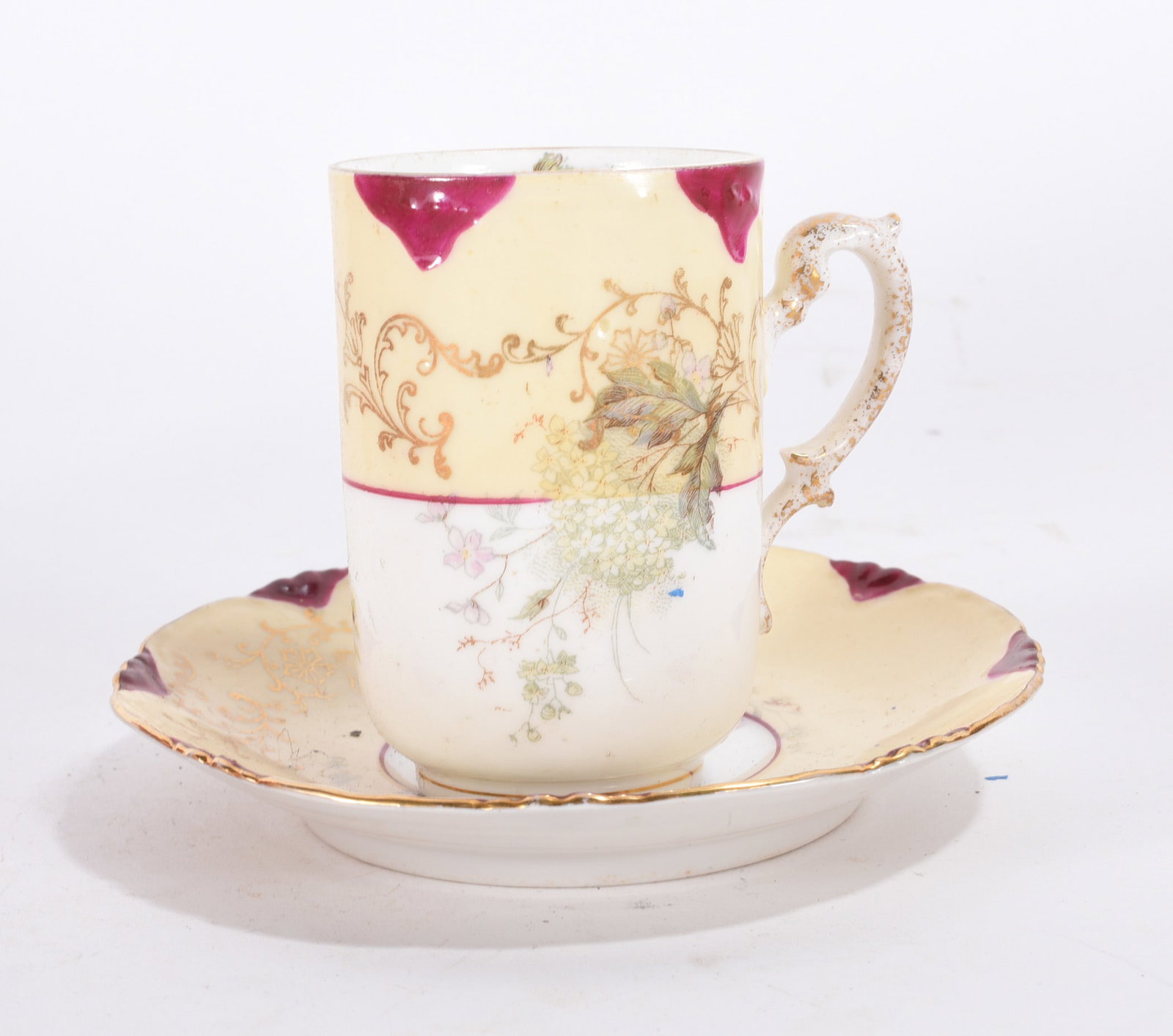 Victorian Floral Porcelain Cup and Saucer (1 of 2)