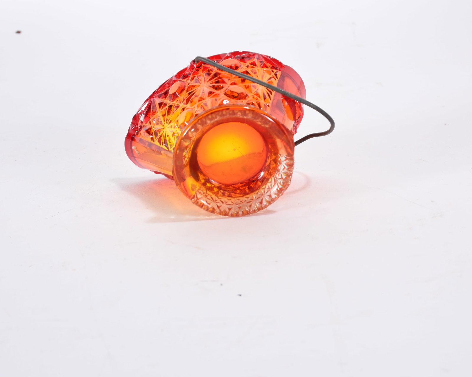 Ruby Red Pressed Glass Basket - 2