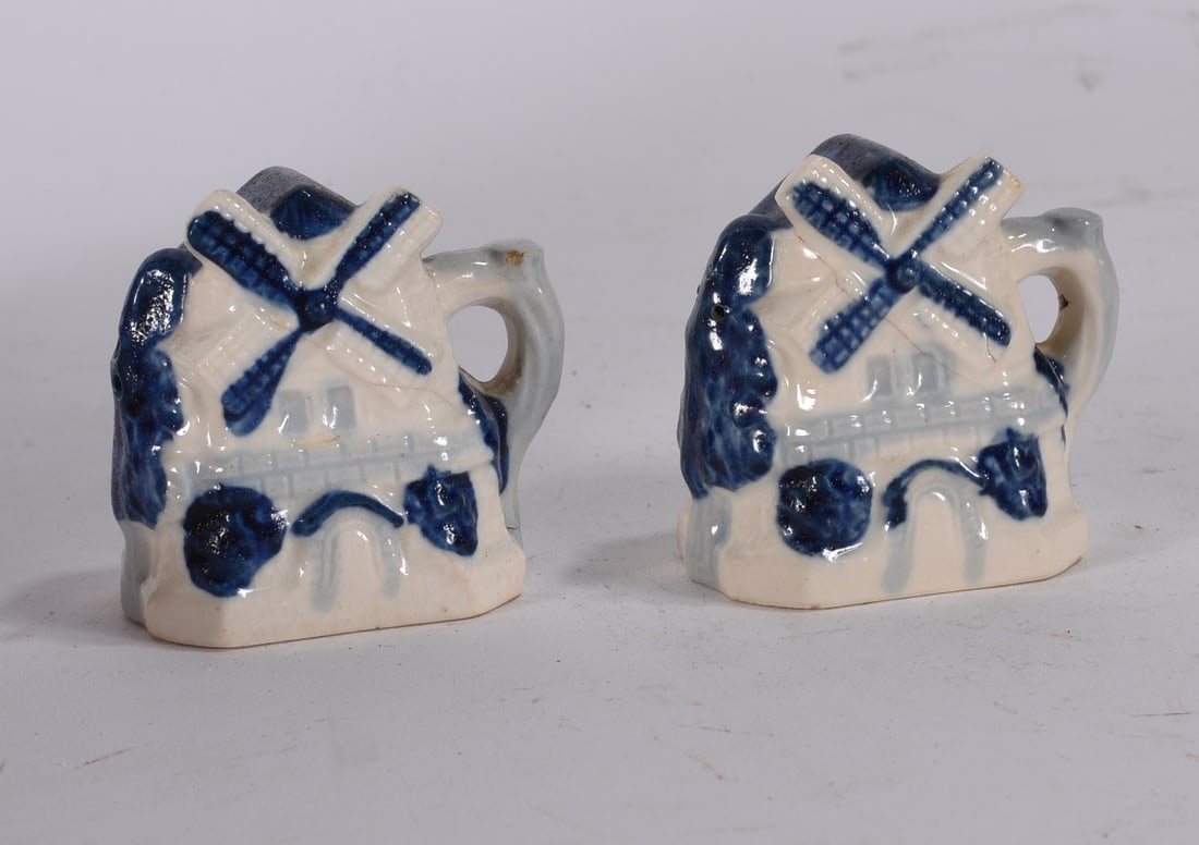 Blue and White Windmill Cottage Salt and Pepper Shakers (1 of 2)