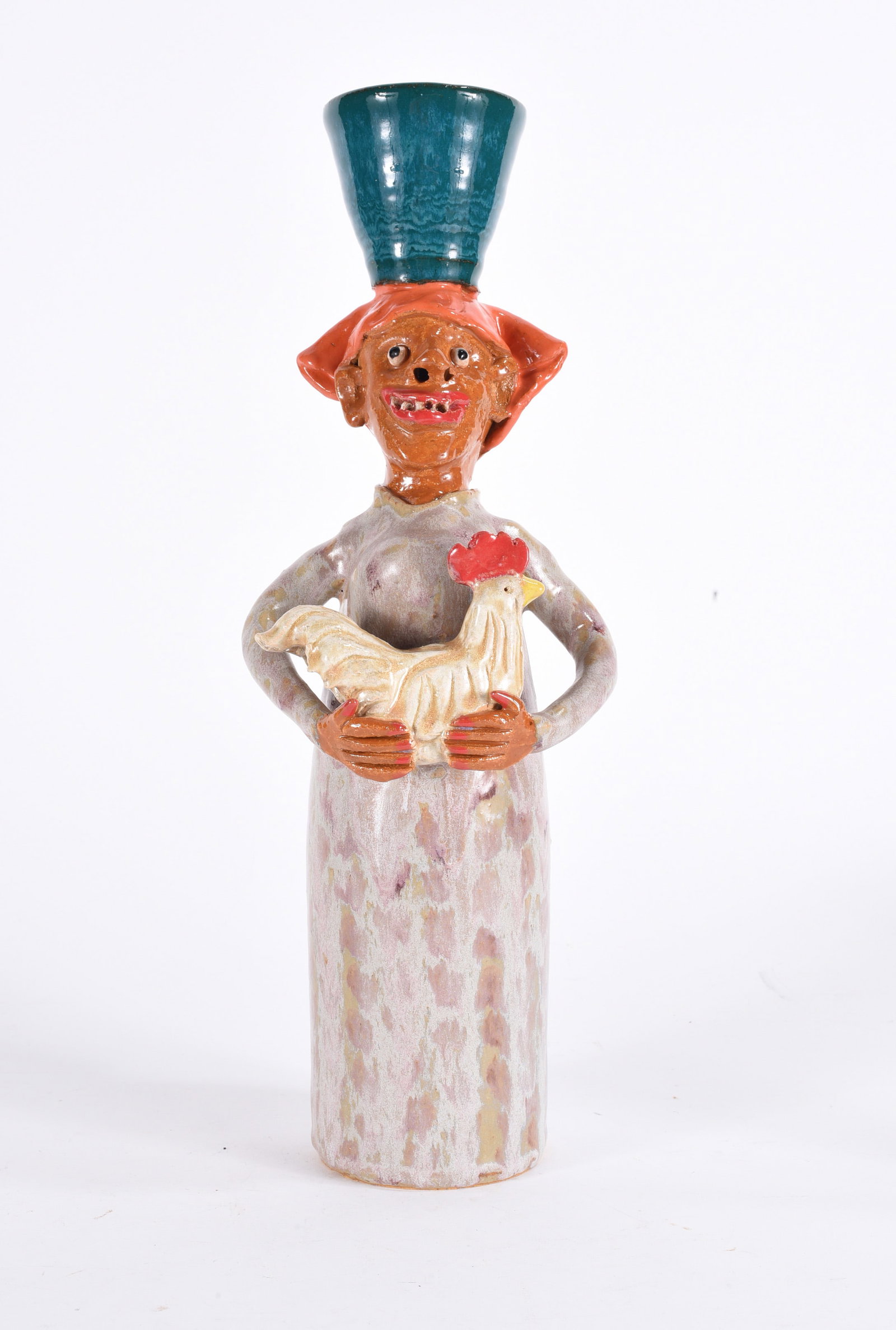 Marvin Bailey Folk Pottery Figural: folk pottery figural by Marvin Bailey, signed on bottom. 15"