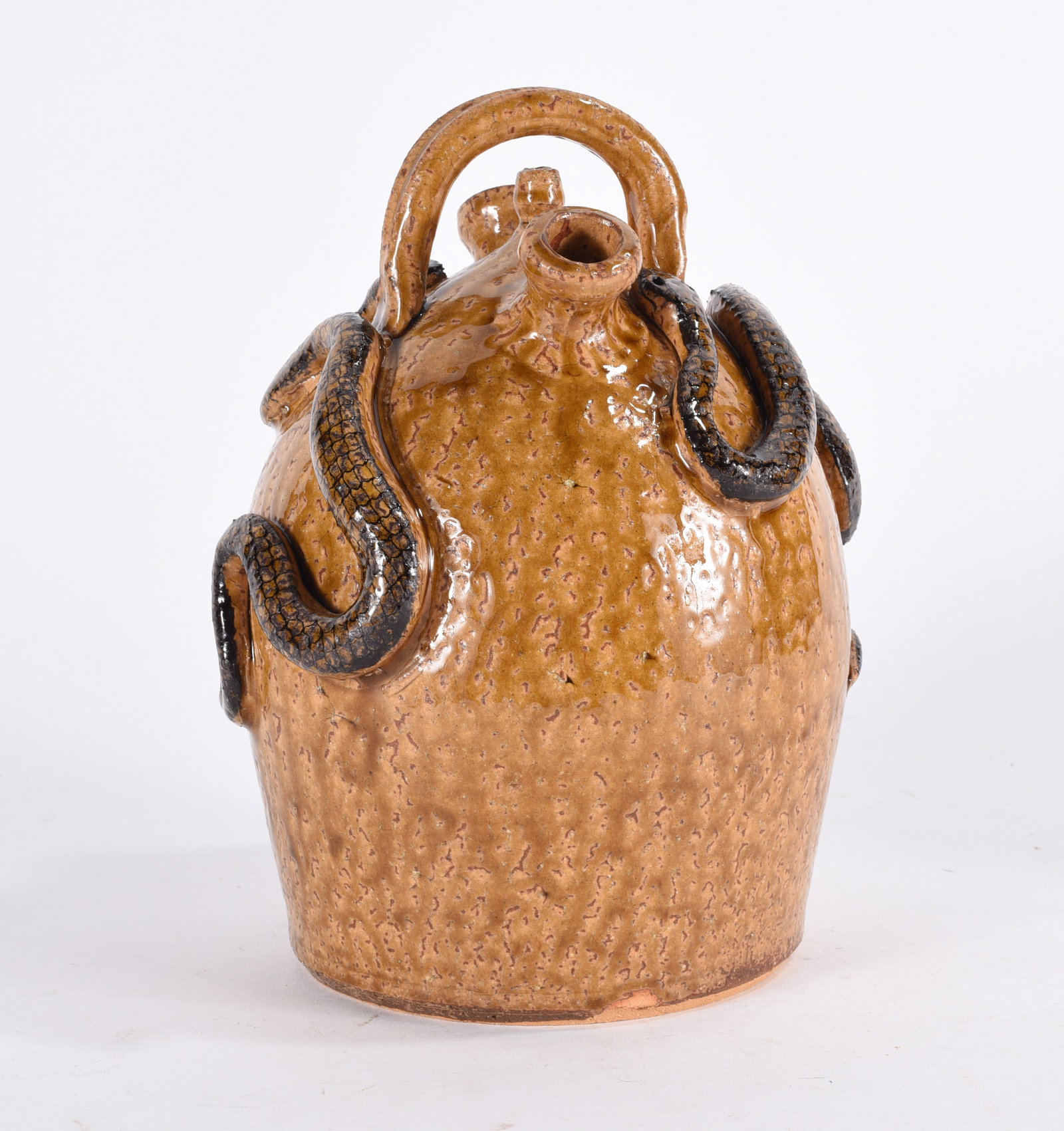 Marvin Bailey Double Snake Jug: Marvin Bailey Double Snake Jug 9" All of the Marvin Bailey pottery is in mint condition. In house shipping may very between $56 and $72 per box.