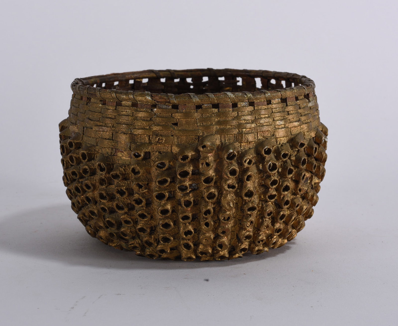 Antique Oak Split Basket with Decoration and Paint (1 of 3)