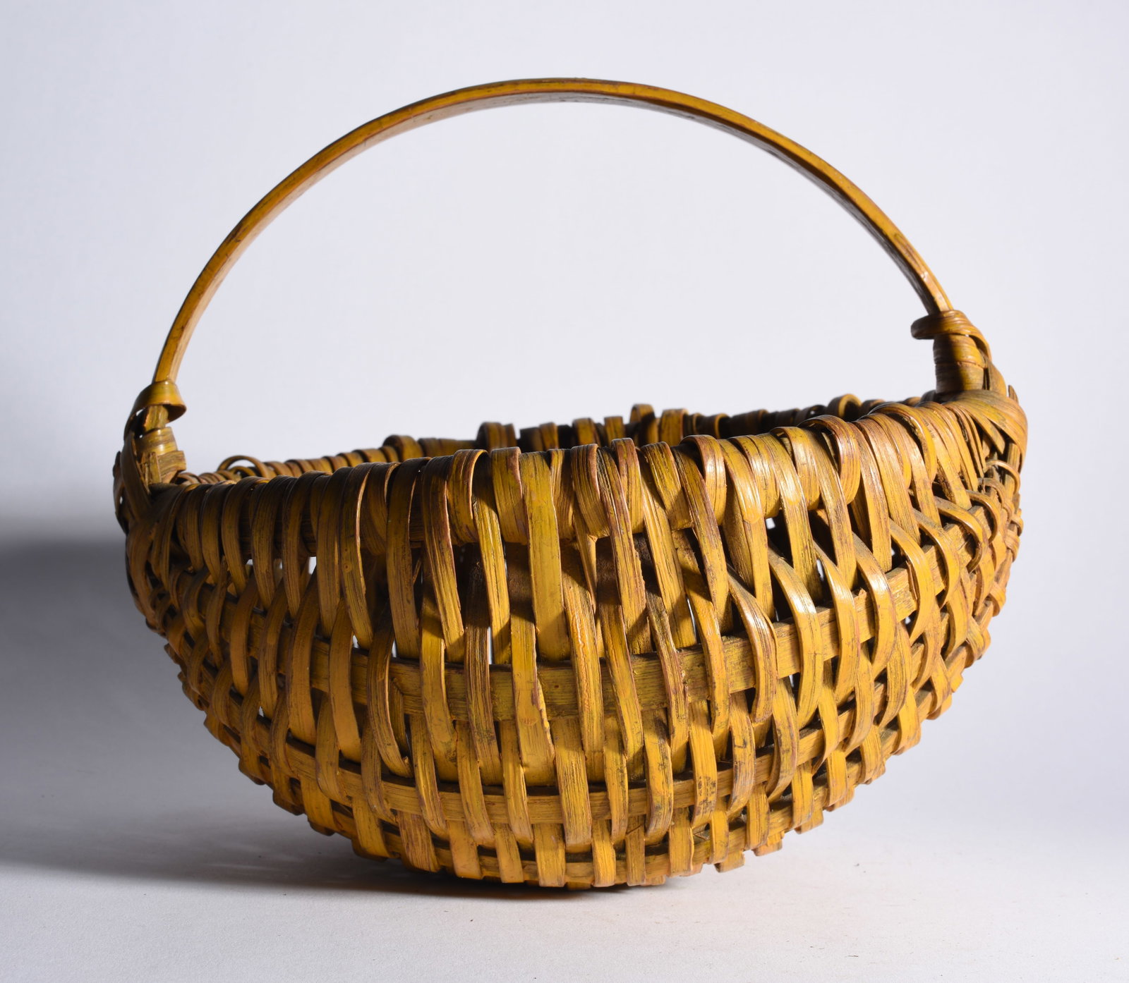 Antique Yellow Painted Oak Split Basket (1 of 6)