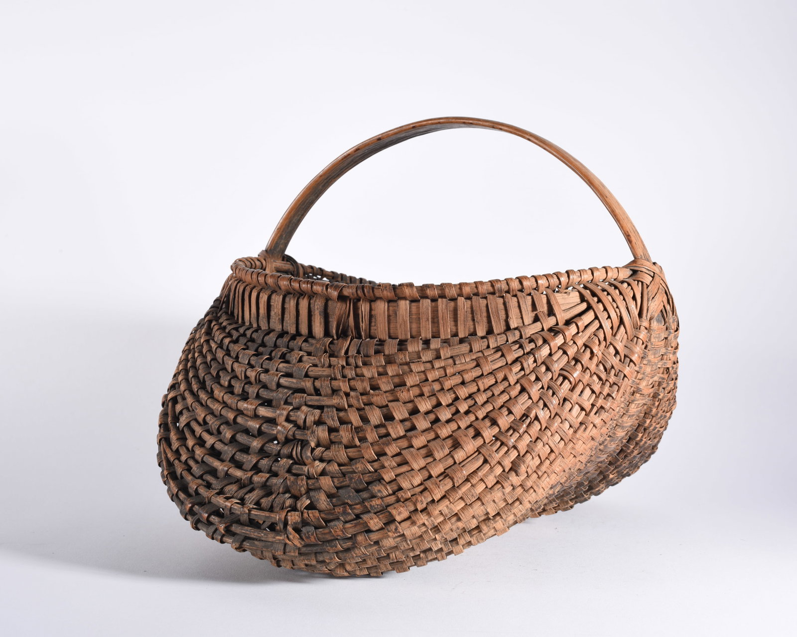 Antique Oak Split Buttocks Basket - 2
