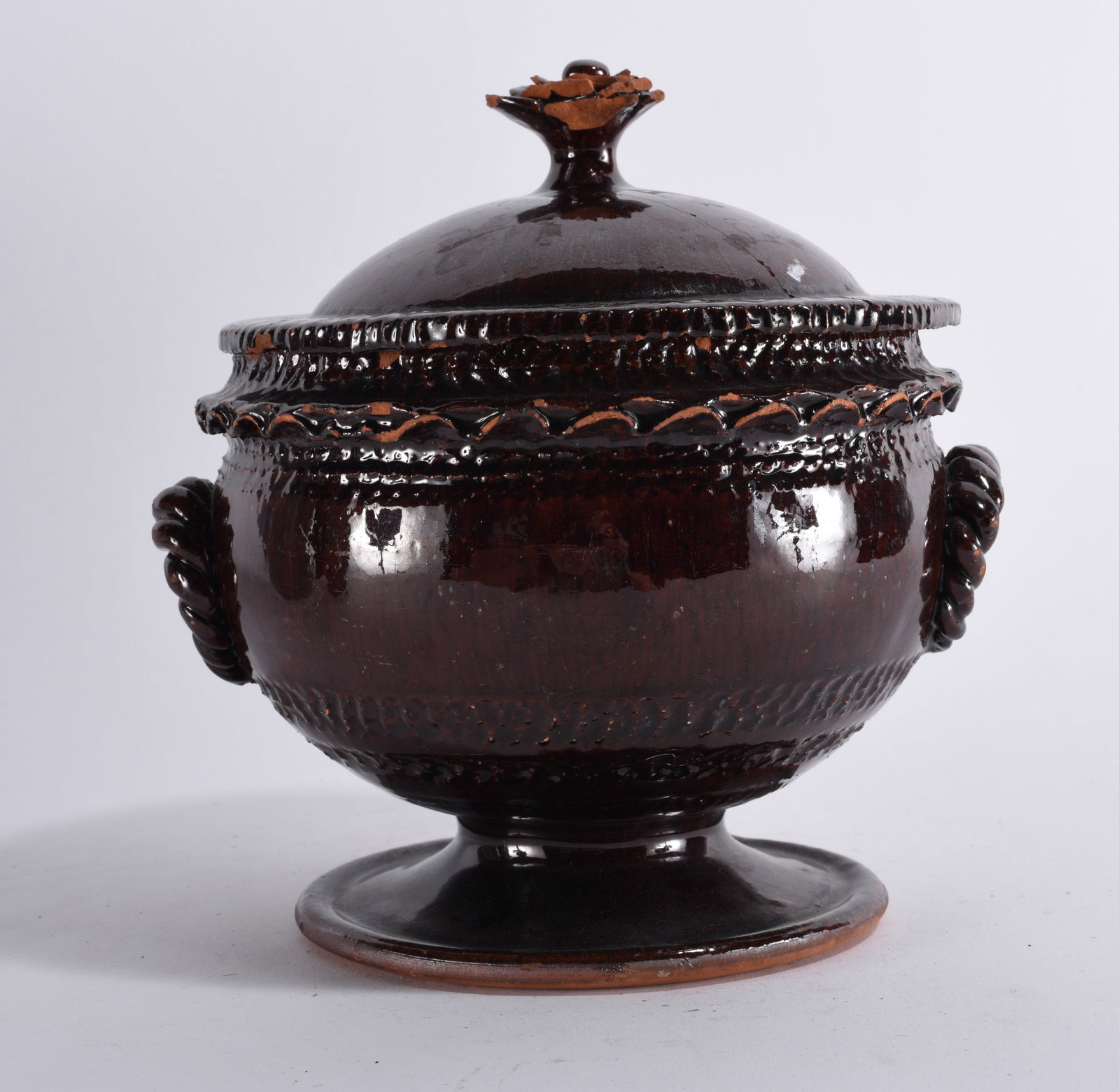 Chester County PA Redware Lidded Jar (1 of 3)